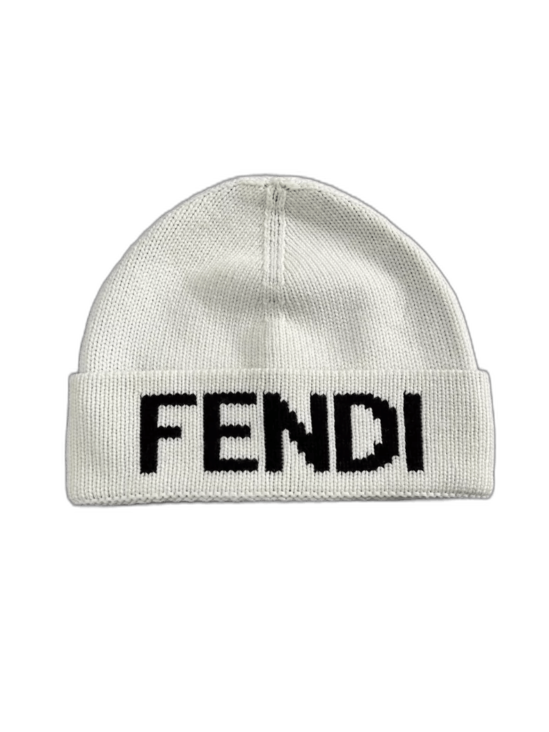 Fendi White Beanie Hat