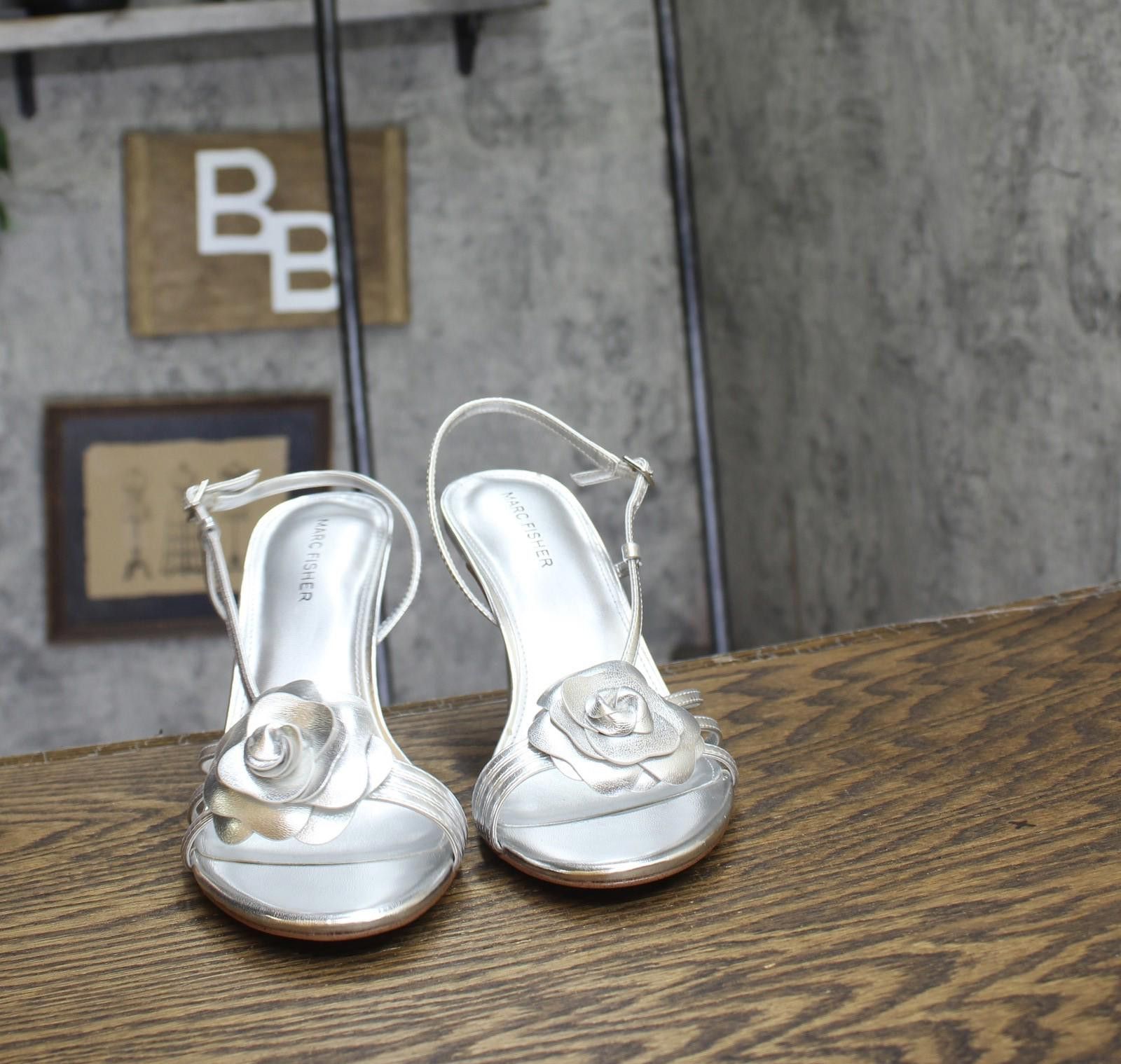 Other Marc Fisher Heeled Sandal Block Mfhallan Silver Gray 8.5m Size US 8.5 / IT 38.5 - 3 Thumbnail