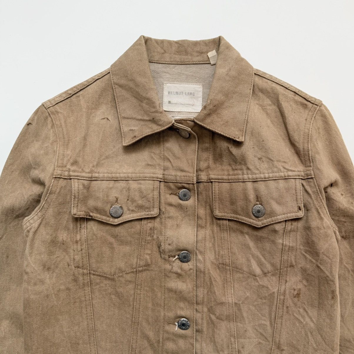 Helmut Lang Early 2000s Helmut Lang Stained Classic Denim Trucker Jacket Size XS / US 0-2 / IT 36-38 - 3 Thumbnail