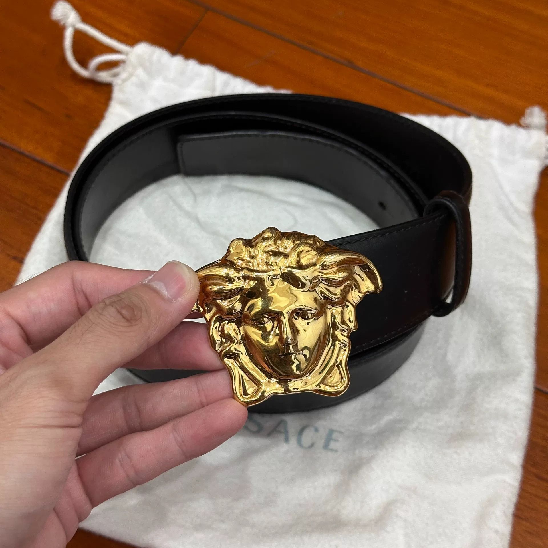 Versace Versace Medusa Black and Gold Belt Size ONE SIZE - 1 Thumbnail