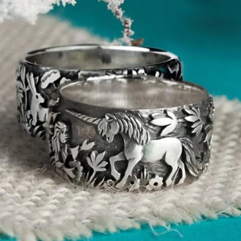 Jewelry SIZE 10 Unicorn Flower Lady Ring Size ONE SIZE - 7 Thumbnail