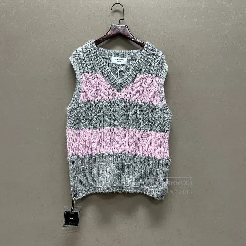 Thom Browne Thom Browne Mohair Tweed Striped Vest Size US S / EU 44-46 / 1 - 1 Thumbnail