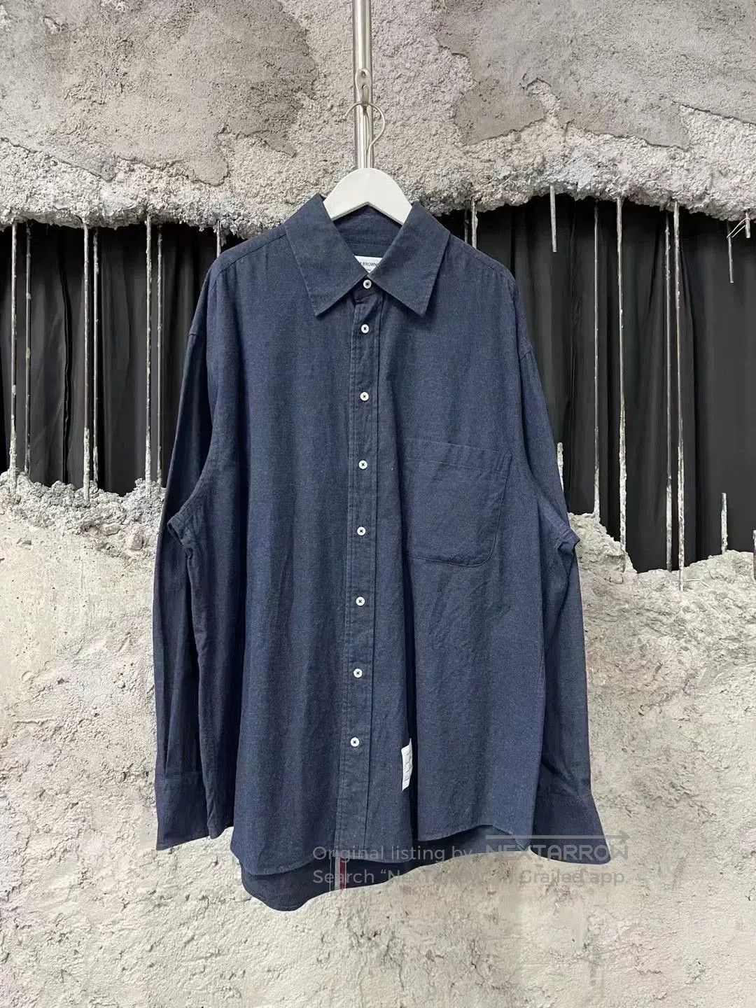 Thom Browne Thom Browne Navy Brushed Distressed Shirt. Size US M / EU 48-50 / 2 - 1 Thumbnail