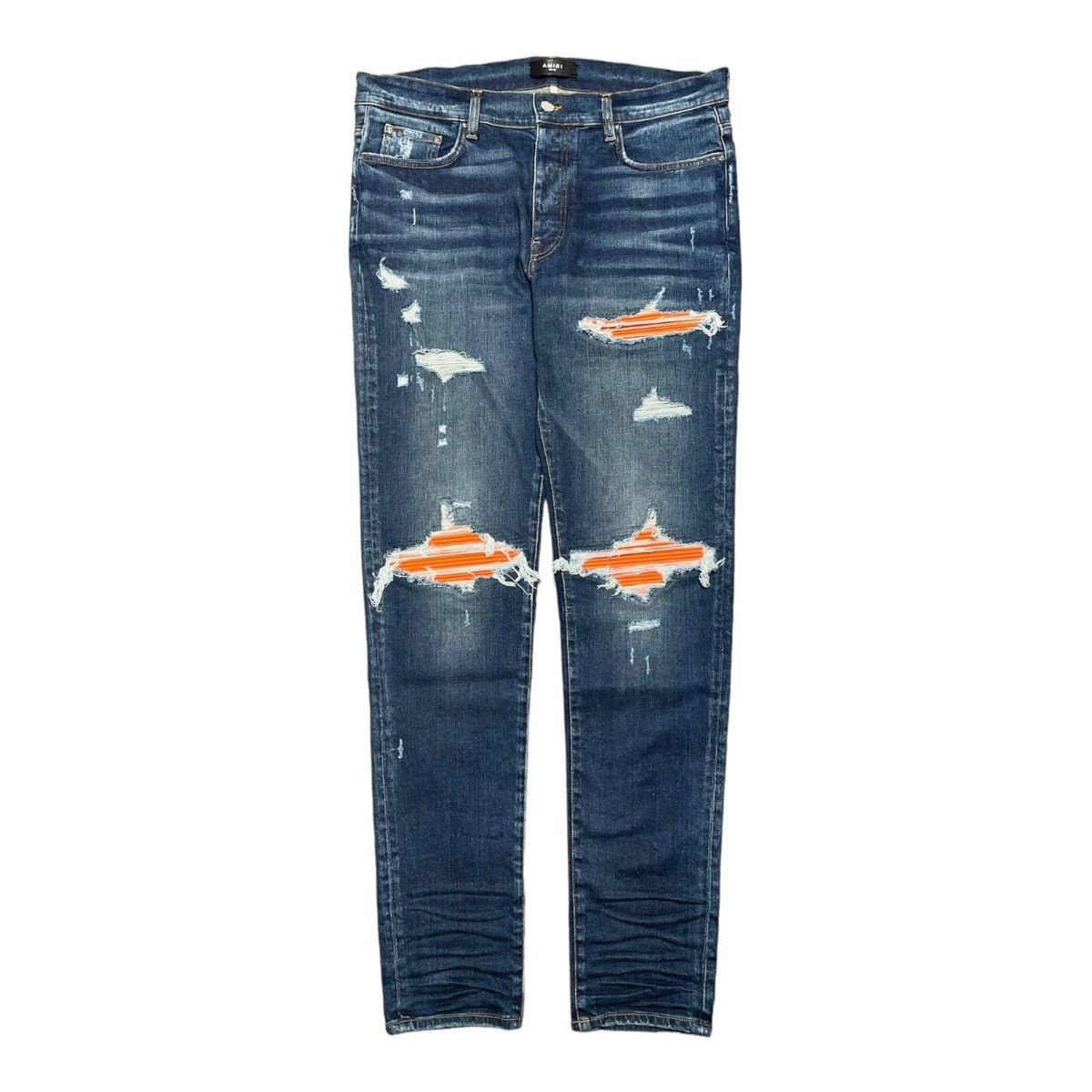Amiri MX-1 Ultrasuede Jeans Deep Classic Orange Patch sz 31