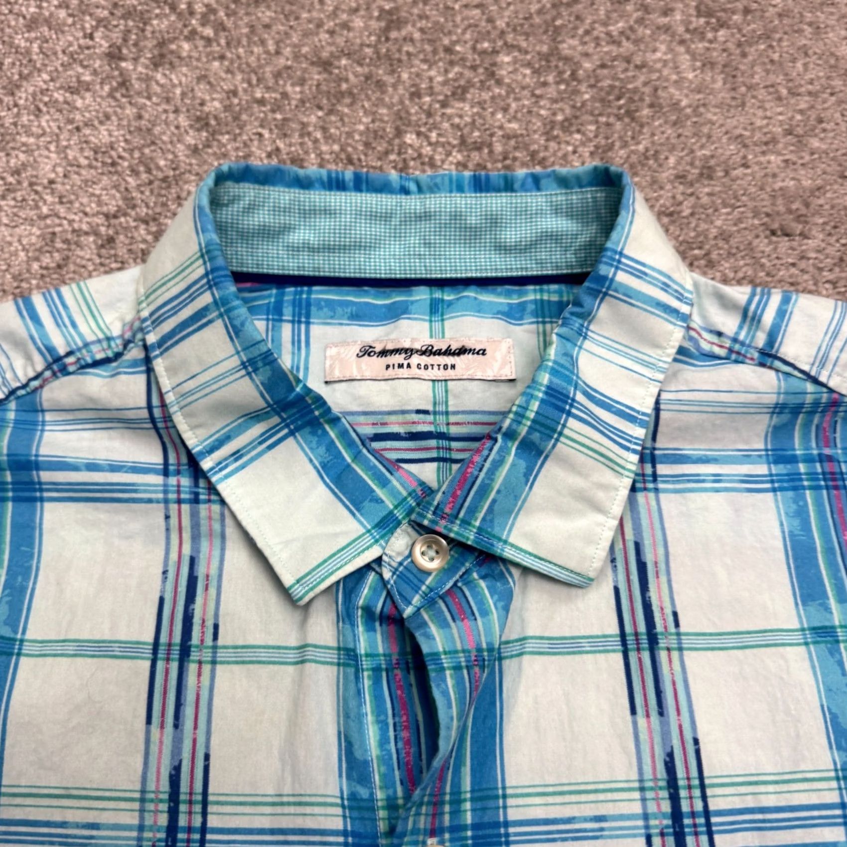 Tommy Bahama Tommy Bahama Button-Down Shirt Mens XL Blue Plaid Long Sleeve Cotton Pima Button-Up Casual Classic Outdoor Preppy Western Not Vintage Size US XL / EU 56 / 4 - 4 Thumbnail