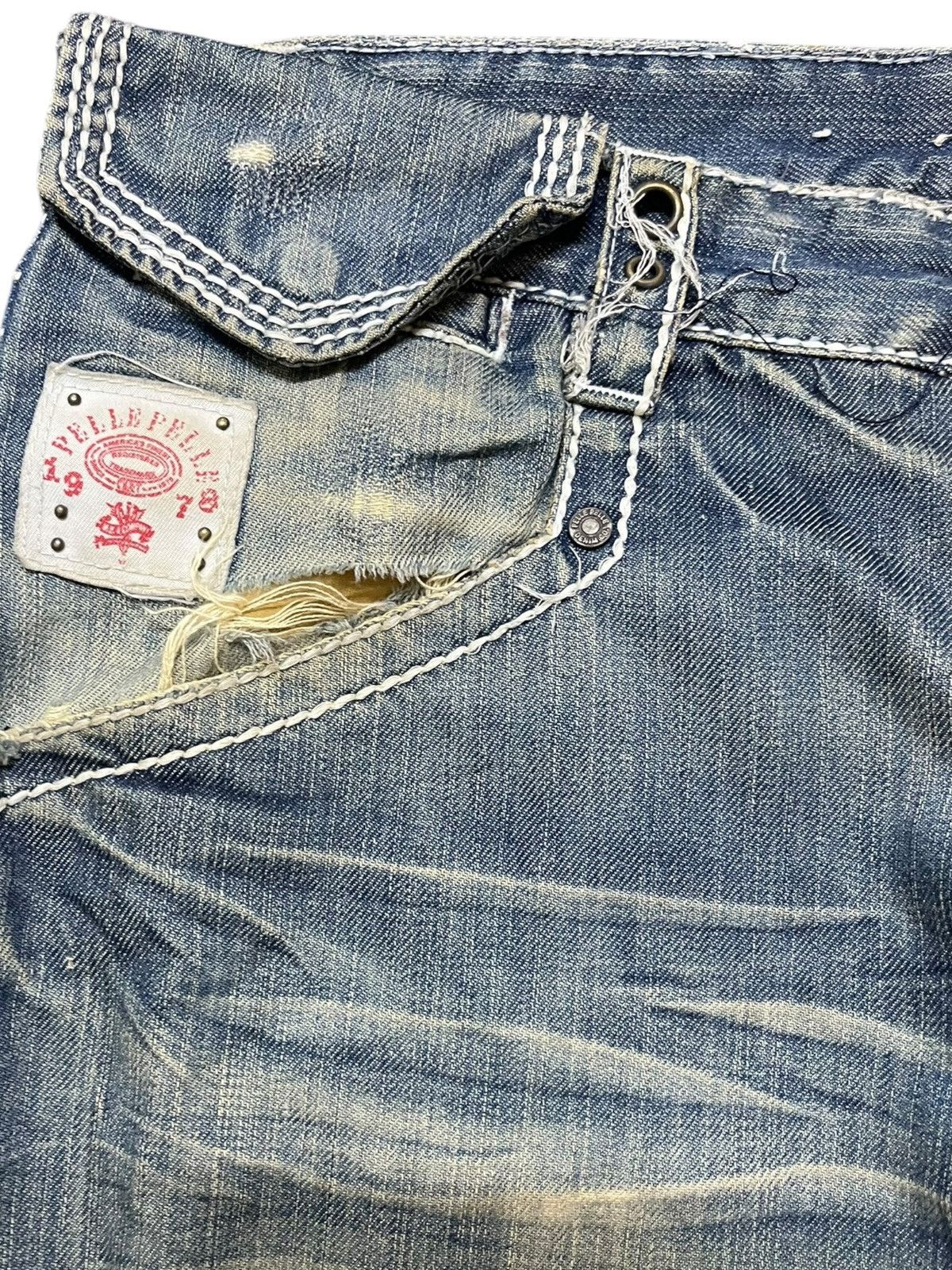 Pelle Pelle Vintage Pelle Pelle Ripped Distressed Denim Size US 35 - 5 Thumbnail