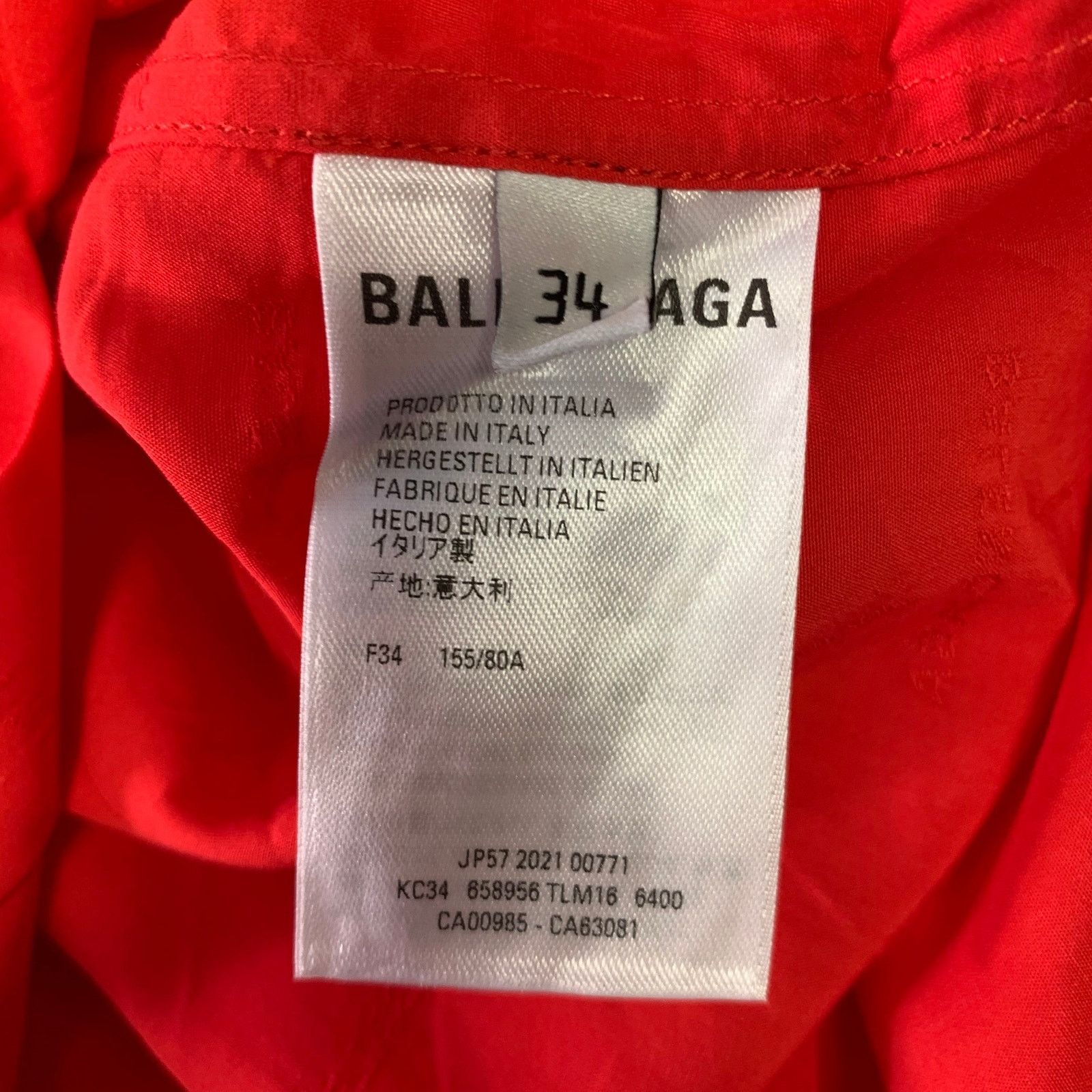 Balenciaga S Red Monogram Lyocell Button Down Long Sleeve Shirt Size US S / EU 44-46 / 1 - 6 Thumbnail