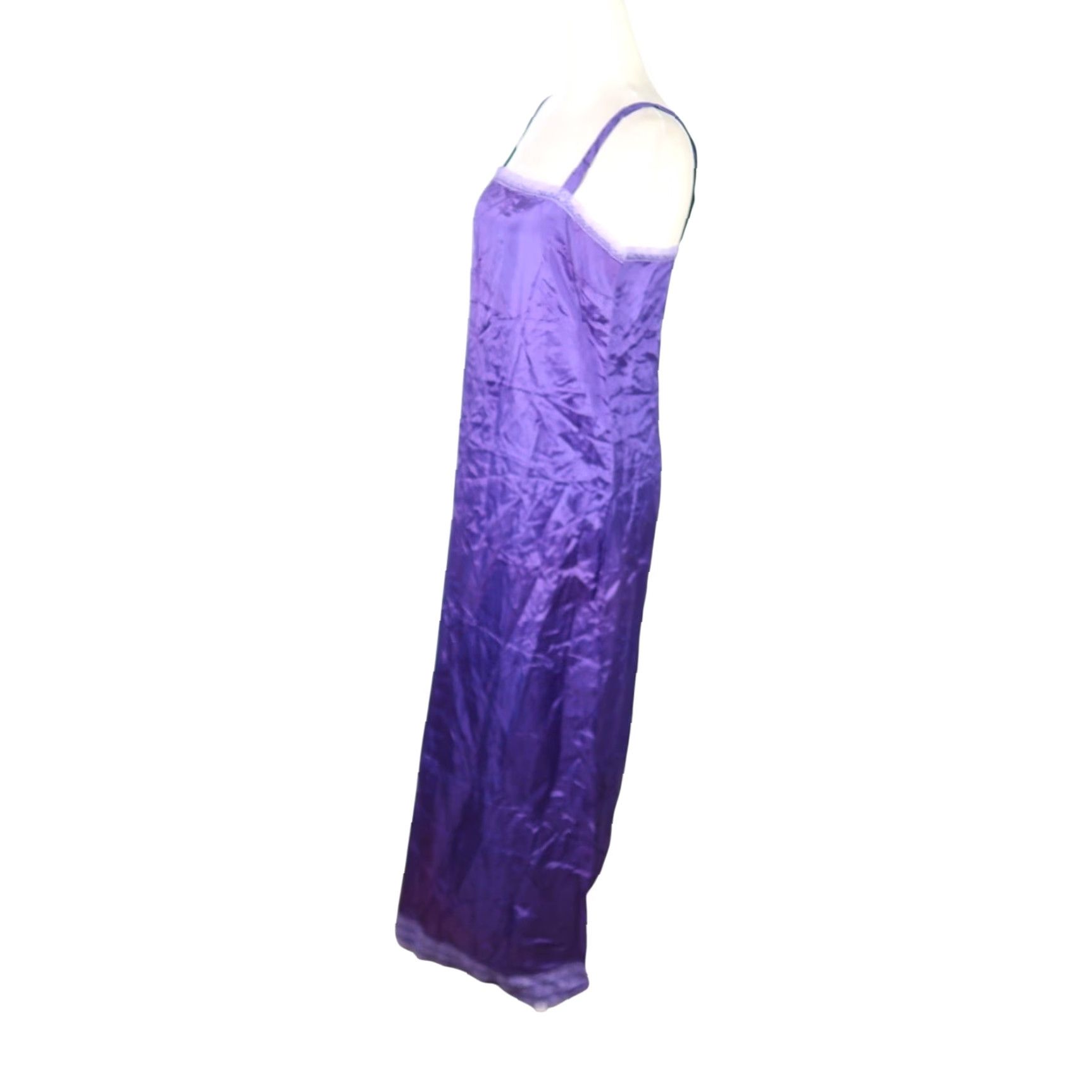 Vintage VINTAGE Royal Purple Satin Maxi Slip Dress Nightgown S Women Slip 70s 80s Lace Trim Purple Satin Solid Size S / US 4 / IT 40 - 3 Thumbnail