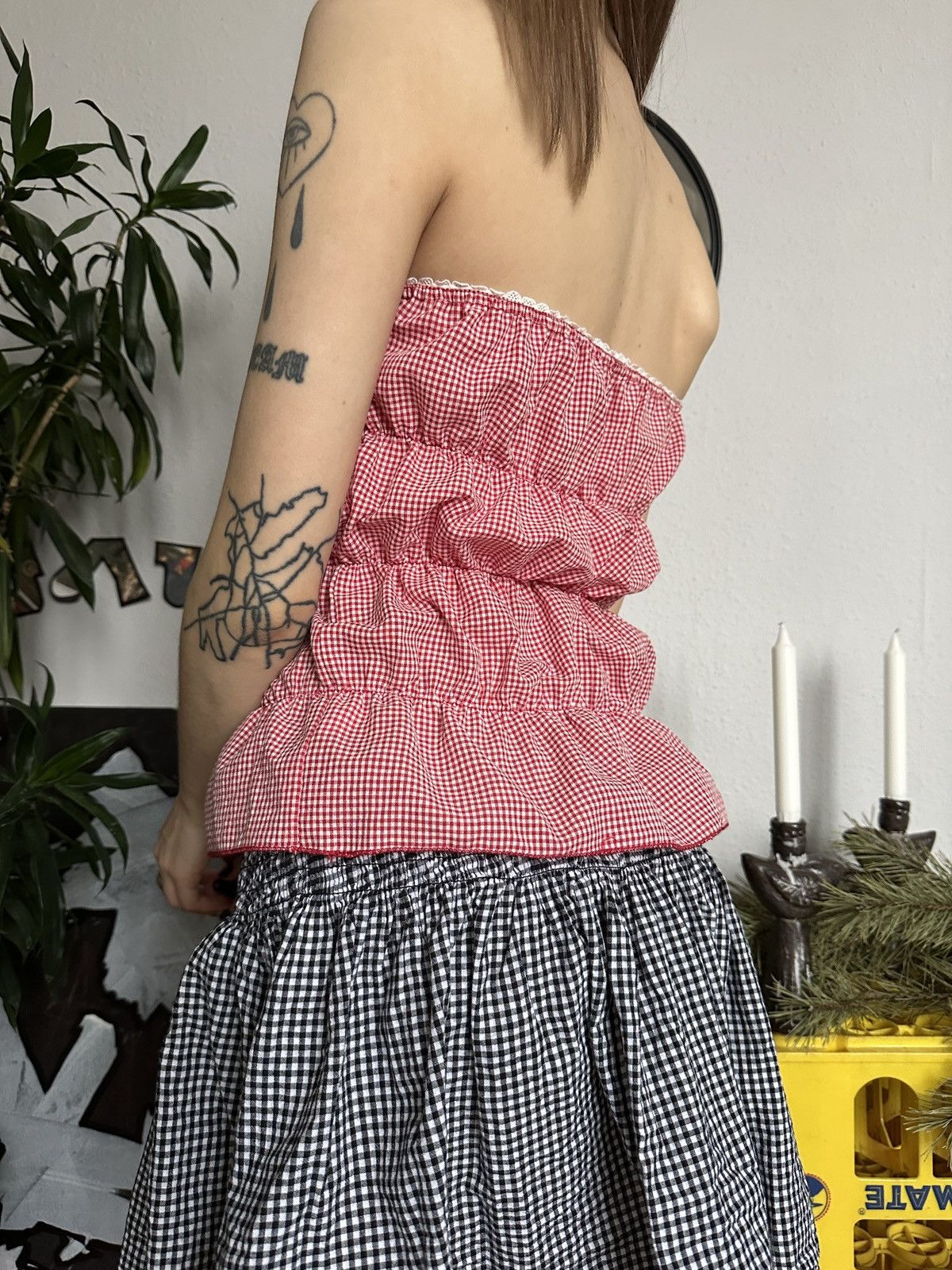 Japanese Brand × Vintage Scrunchy bow checkered gingham tank top y2k style Size M / US 6-8 / IT 42-44 - 6 Thumbnail
