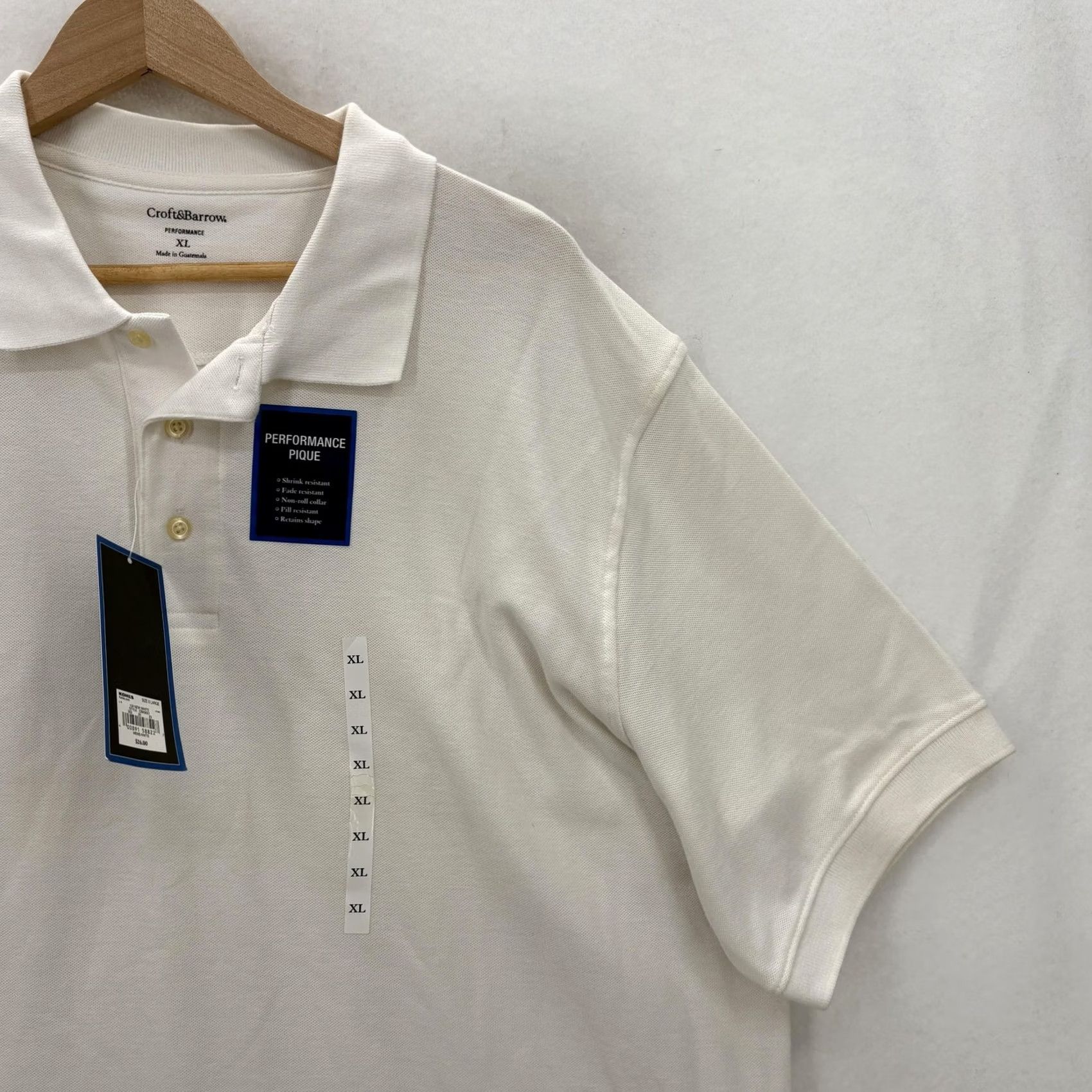 Croft & Barrow Croft & Barrow Polo Shirt Mens XL White Performance Pique Short Sleeve NWT Size US XL / EU 56 / 4 - 2 Thumbnail