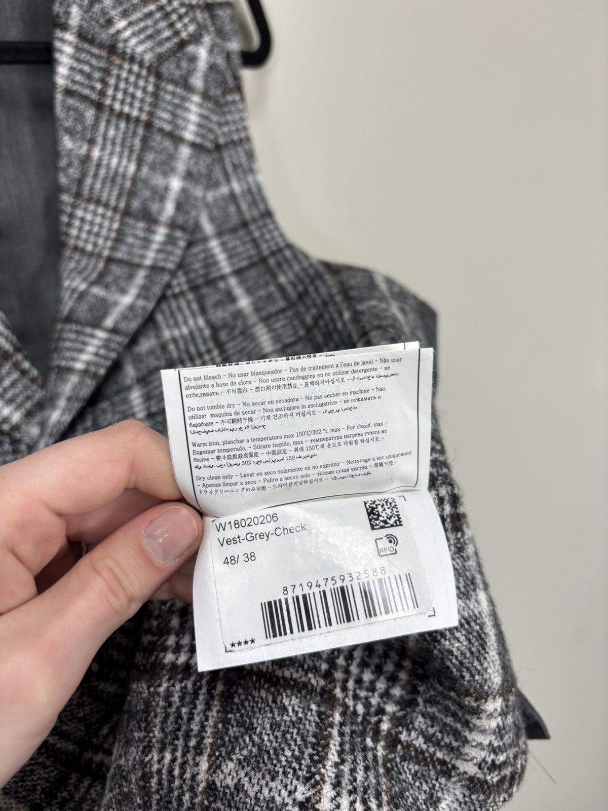 Suitsupply Suitsupply Veneto NEW Men’s Grey Check Alpaca Waistcoat Vest Size 38R - 13 Thumbnail