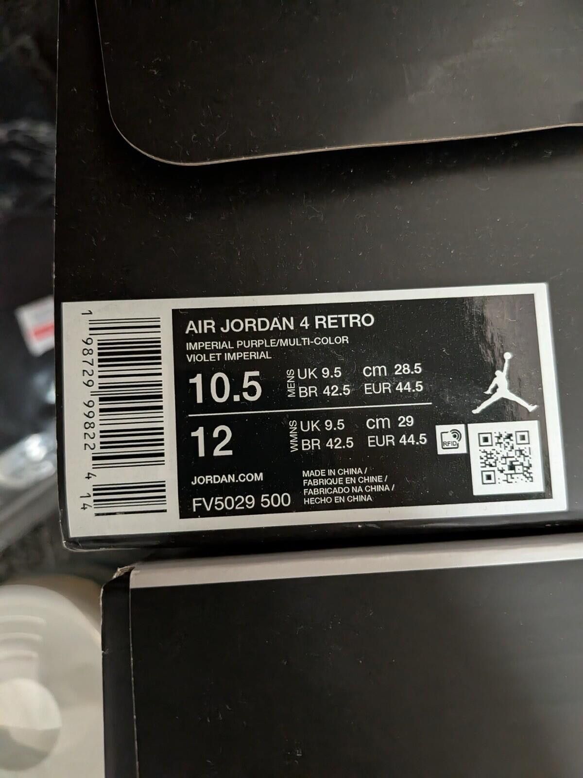 Jordan Brand Nike Air Jordan 4 Lakers Imperial Purple Violet FV5029-500 Size US 10.5 / EU 43-44 - 6 Thumbnail