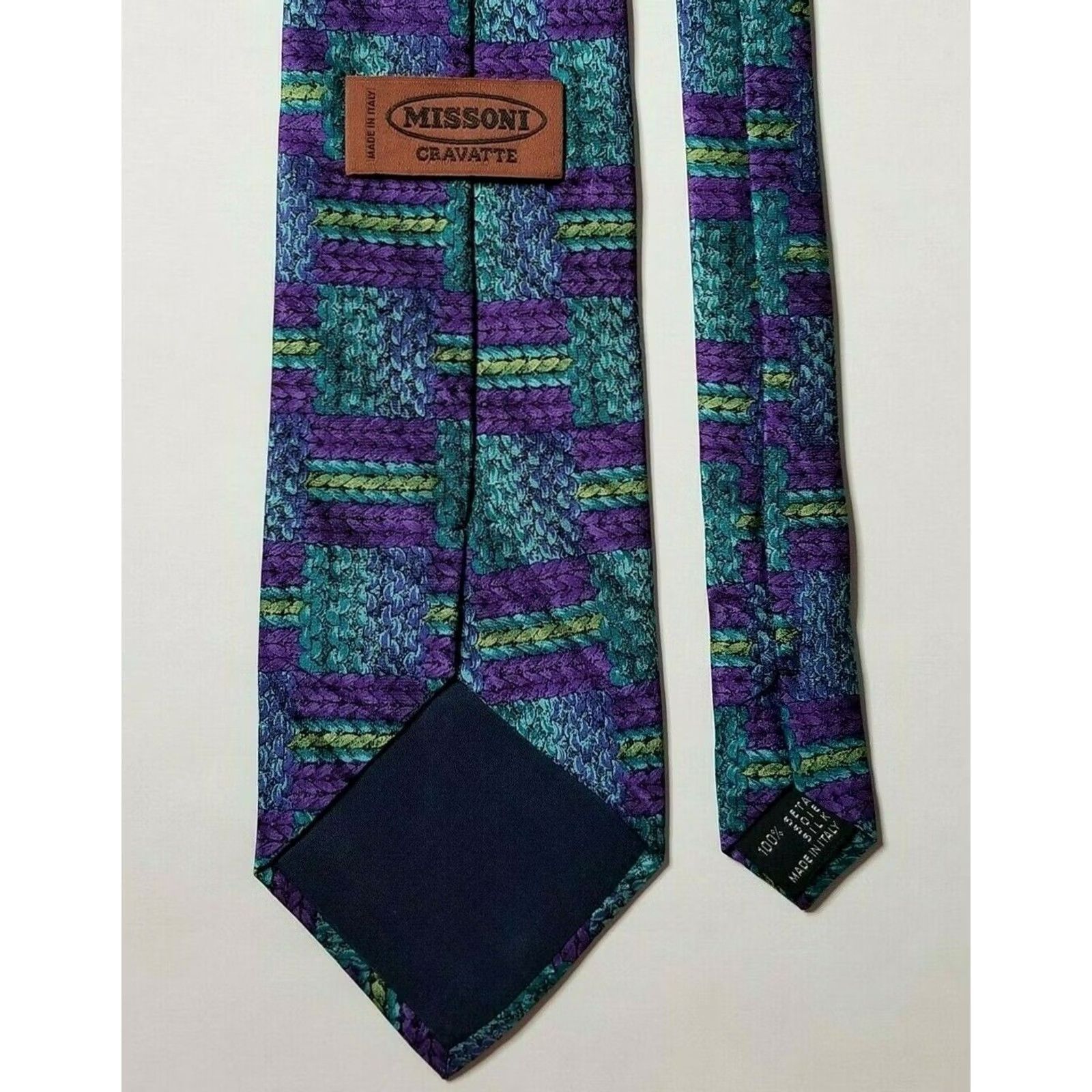 Missoni Missoni Cravatte Mens 100% Silk Necktie Multi-Color Patchwork Vines Italy EUC Tie Unstyled Size ONE SIZE - 3 Thumbnail