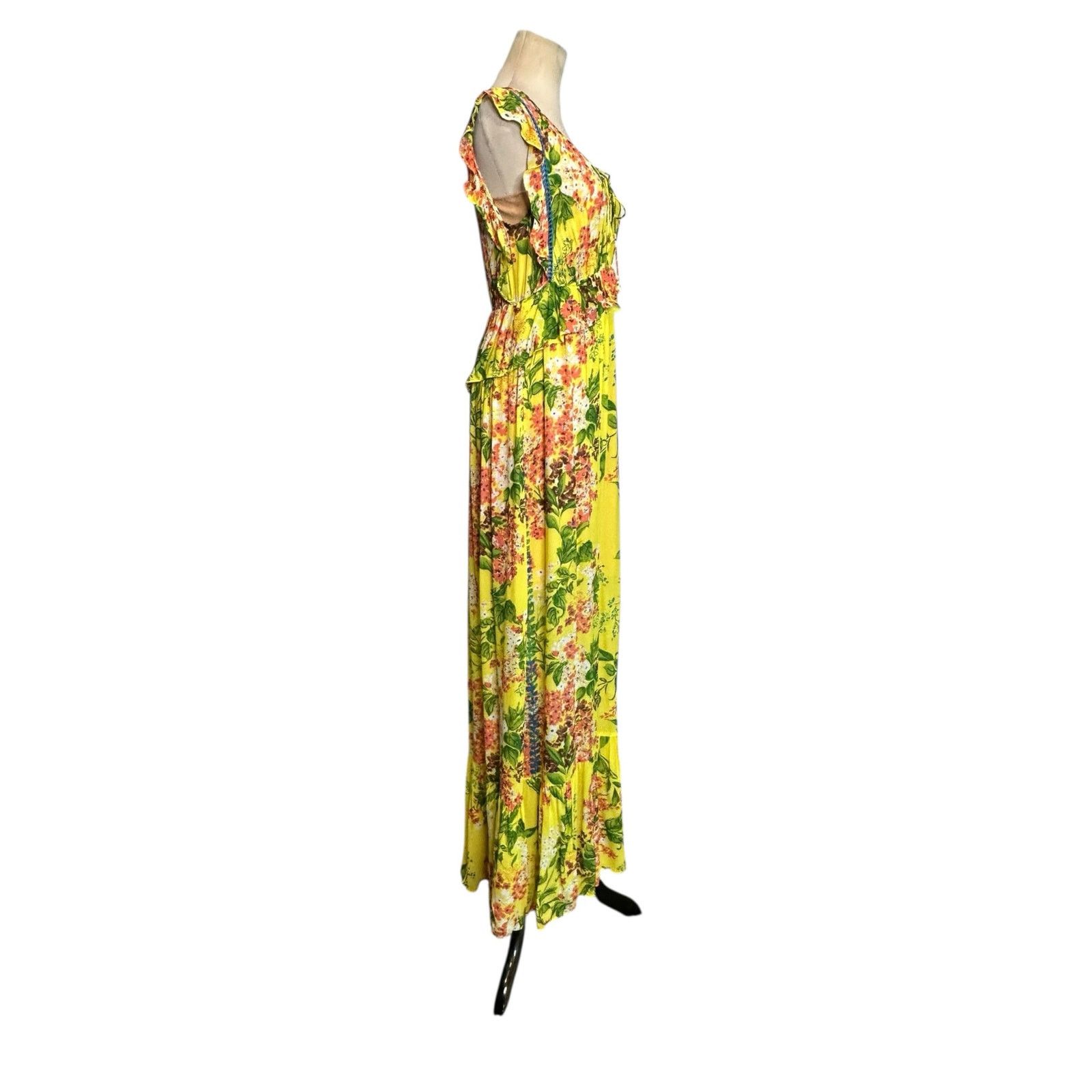 Anthropologie Tracy Reese vibrant yellow floral maxi dress size XS Size XS / US 0-2 / IT 36-38 - 7 Thumbnail