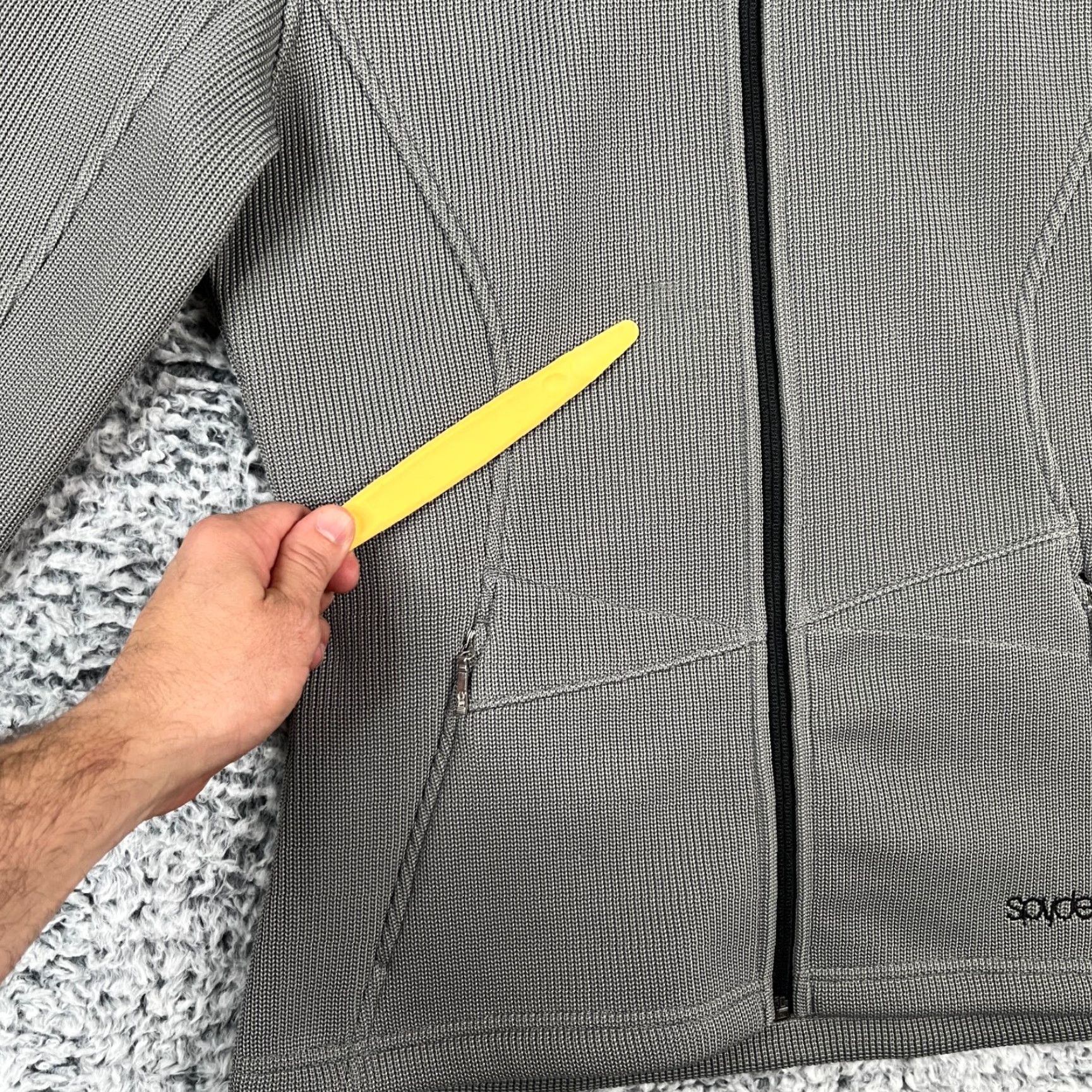 Spyder Spyder Jacket Womens Medium Gray Knit Full Zip Slim Fit Pockets Lining: Fleece Poly Size L / US 10 / IT 46 - 2 Thumbnail