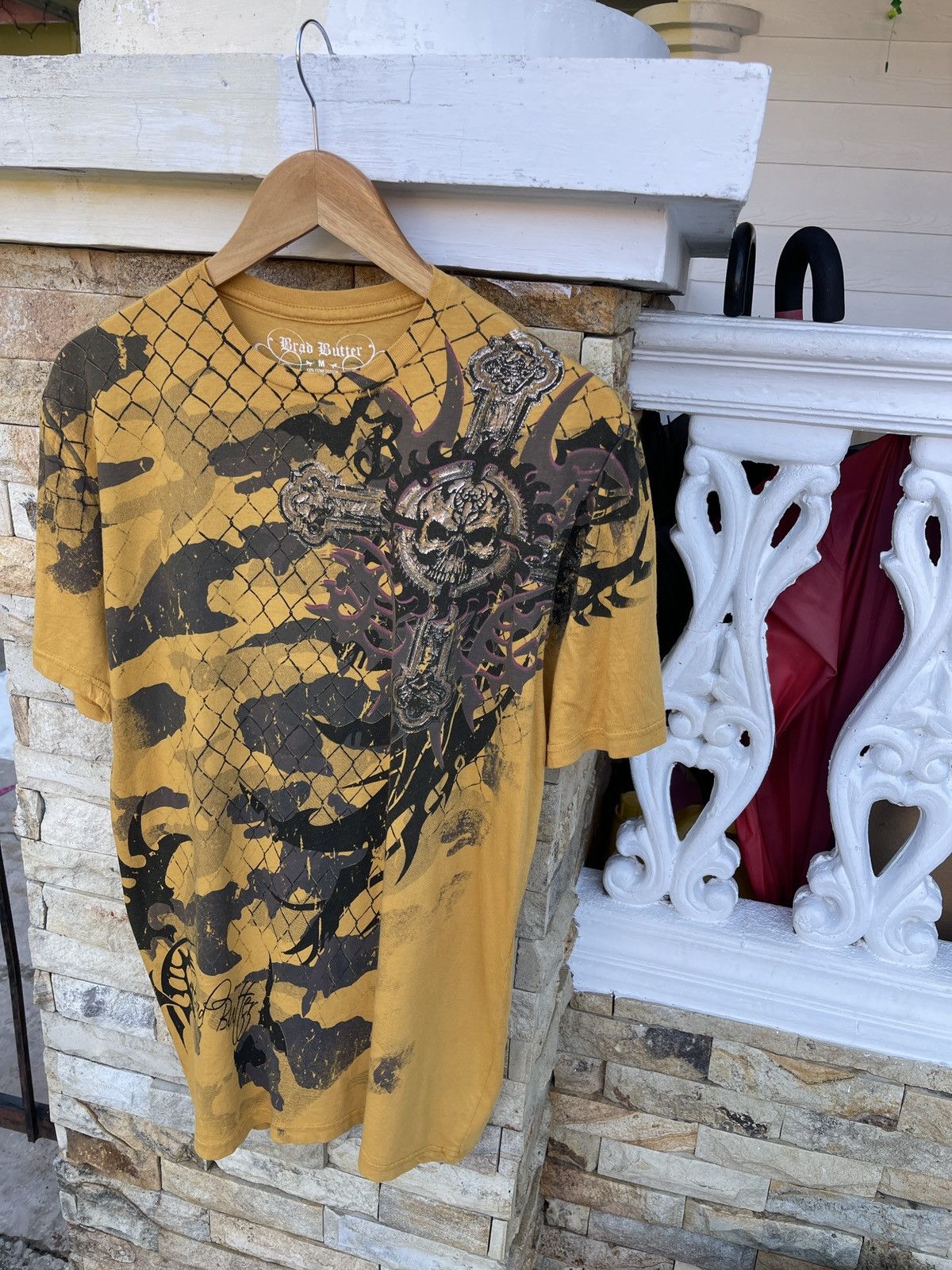 Affliction Rare🔥Brad Butter Cross Skull Head Affliction Style Tee Size US M / EU 48-50 / 2 - 4 Thumbnail