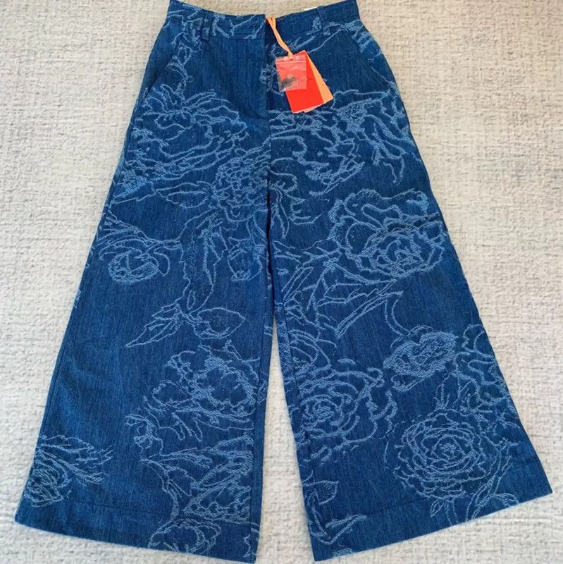 Max Mara MaxMara Blue Floral Wide-Leg Jeans 0089 Size 23" - 1 Thumbnail