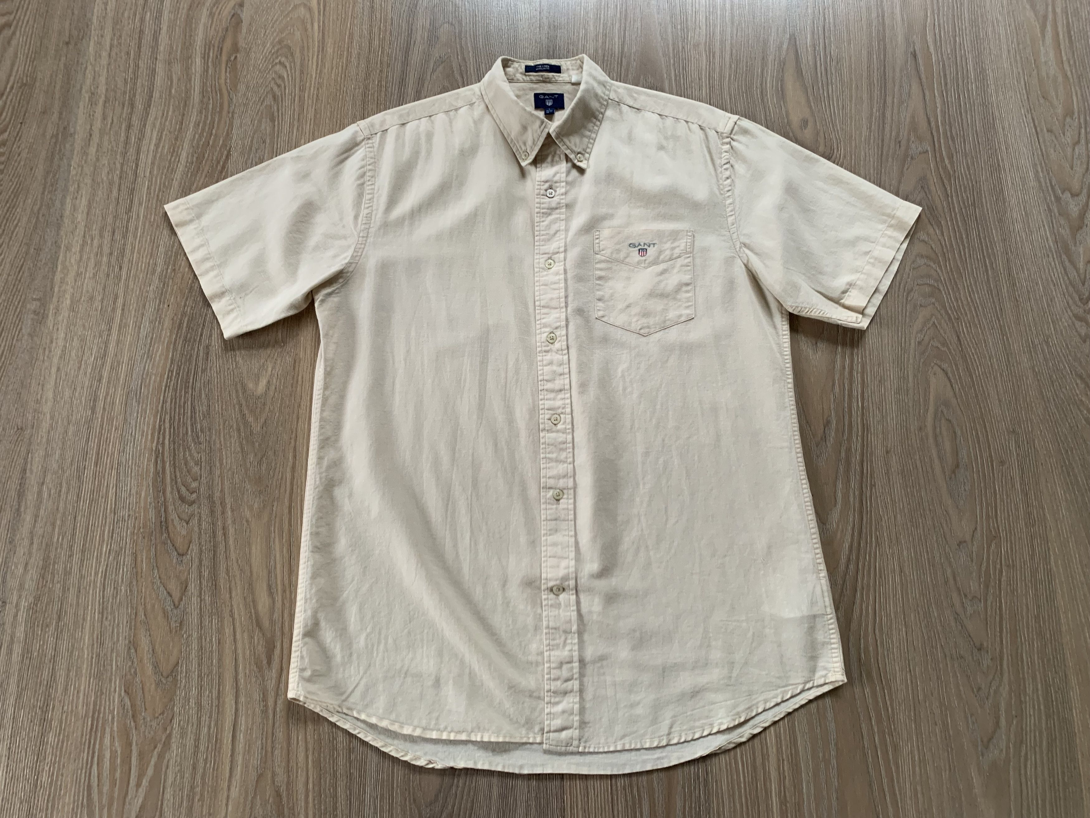 Gant Gant Beige Linen Short Sleeve Pocket Shirt Size US L / EU 52-54 / 3 - 2 Thumbnail