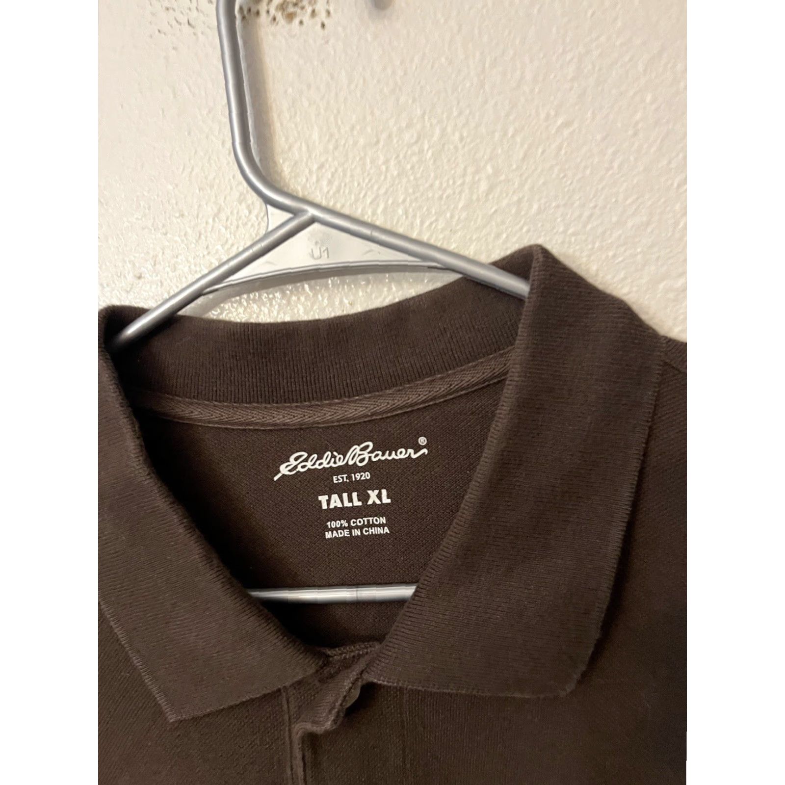 Eddie Bauer VINTAGE Eddie Bauer Polo Mens XLT Tall Brown Solid Polo Shirt Knit 100% Cotton Logo 90s Mens Size US XL / EU 56 / 4 - 3 Thumbnail