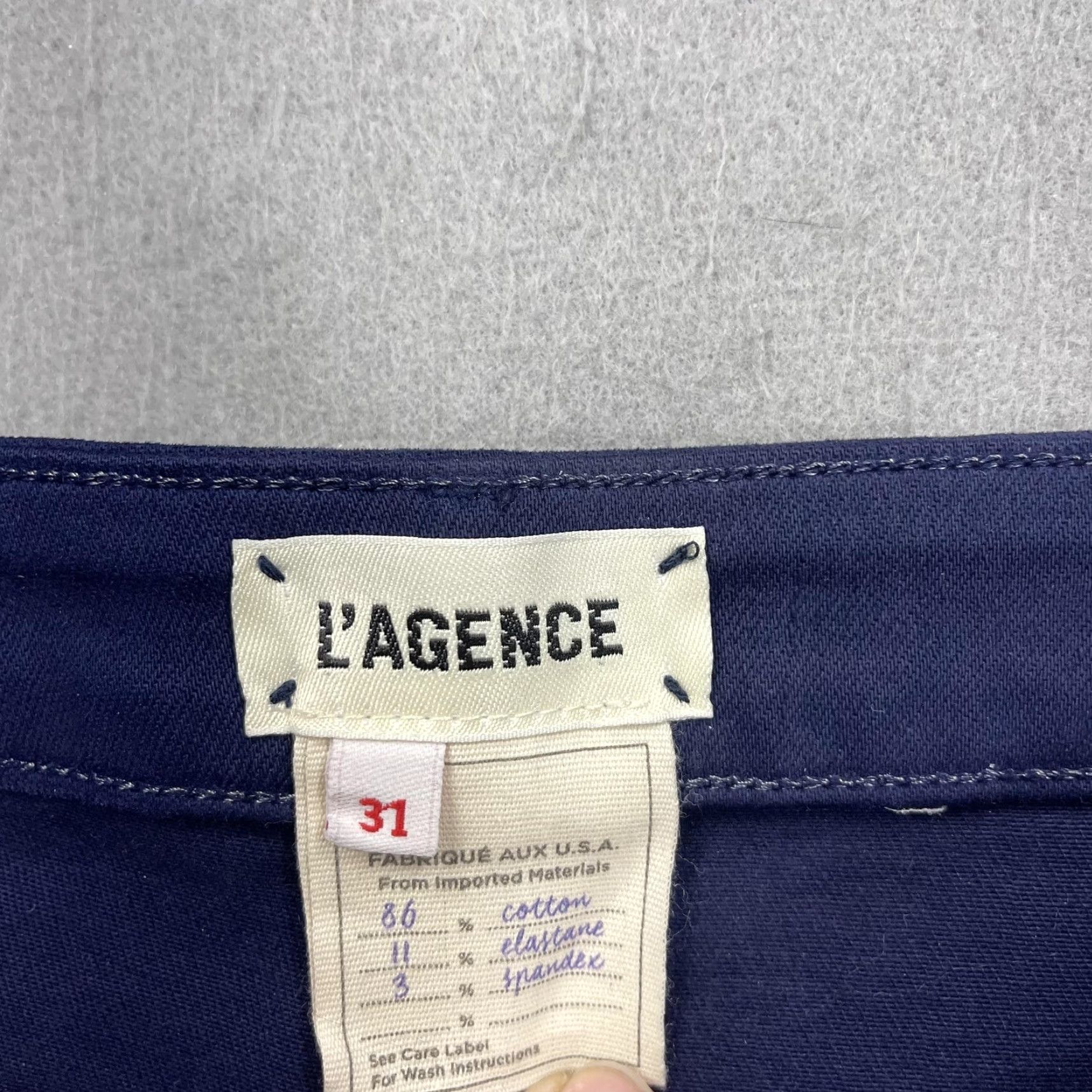 L'AGENCE L'AGENCE Jeans Womens 31 Dark Blue Flare Raw Hem Coated Stretch Denim USA Size 24" / US 00 / IT 34 - 5 Thumbnail