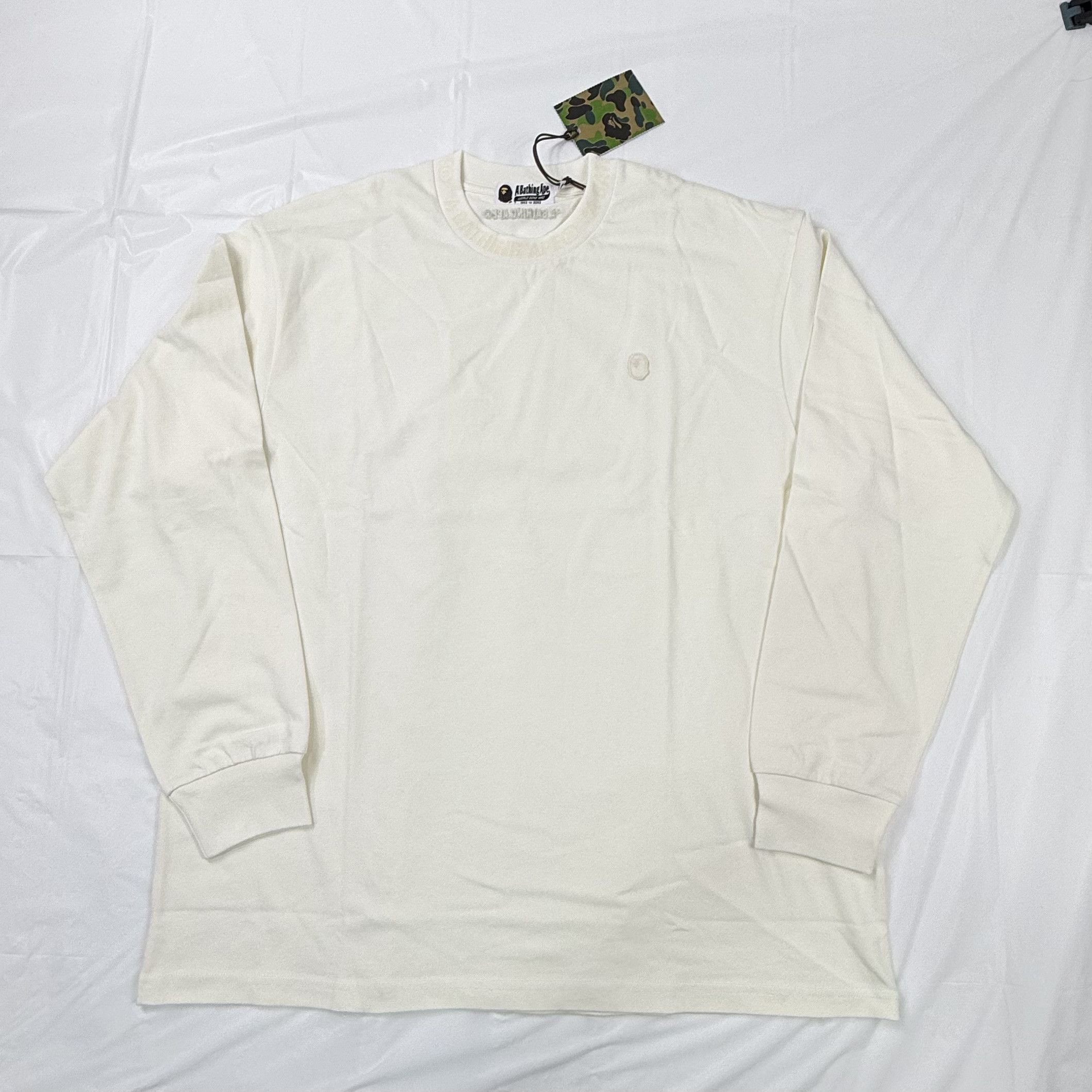 Bape A Bathing Ape BAPE Long Sleeve T-Shirt Cream Off-White Size US L / EU 52-54 / 3 - 1 Thumbnail