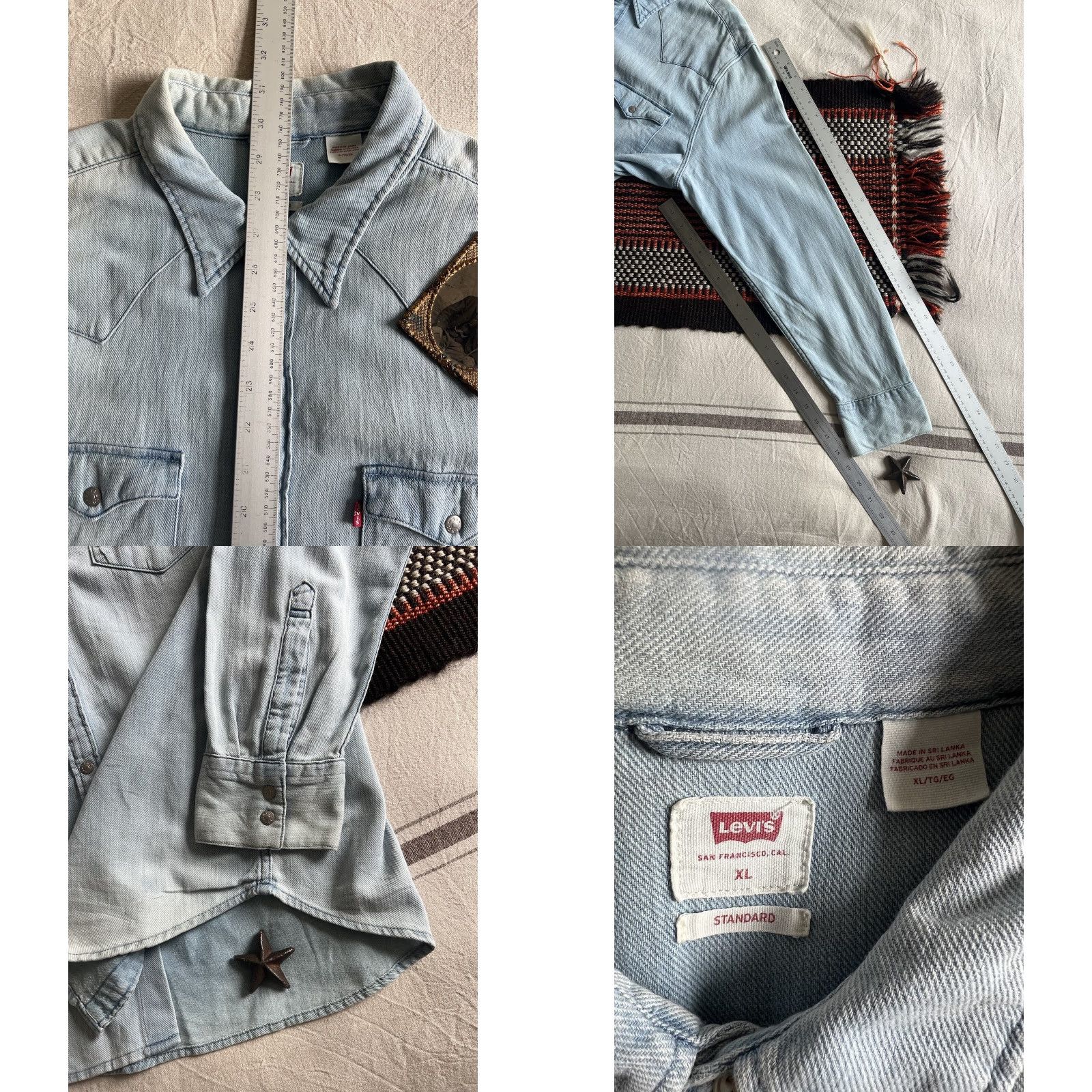 Levi's Levi's Barstow Shirt XL 2019 Western Denim Rivet Snap Pockets Blue Mens Size US XL / EU 56 / 4 - 9 Thumbnail