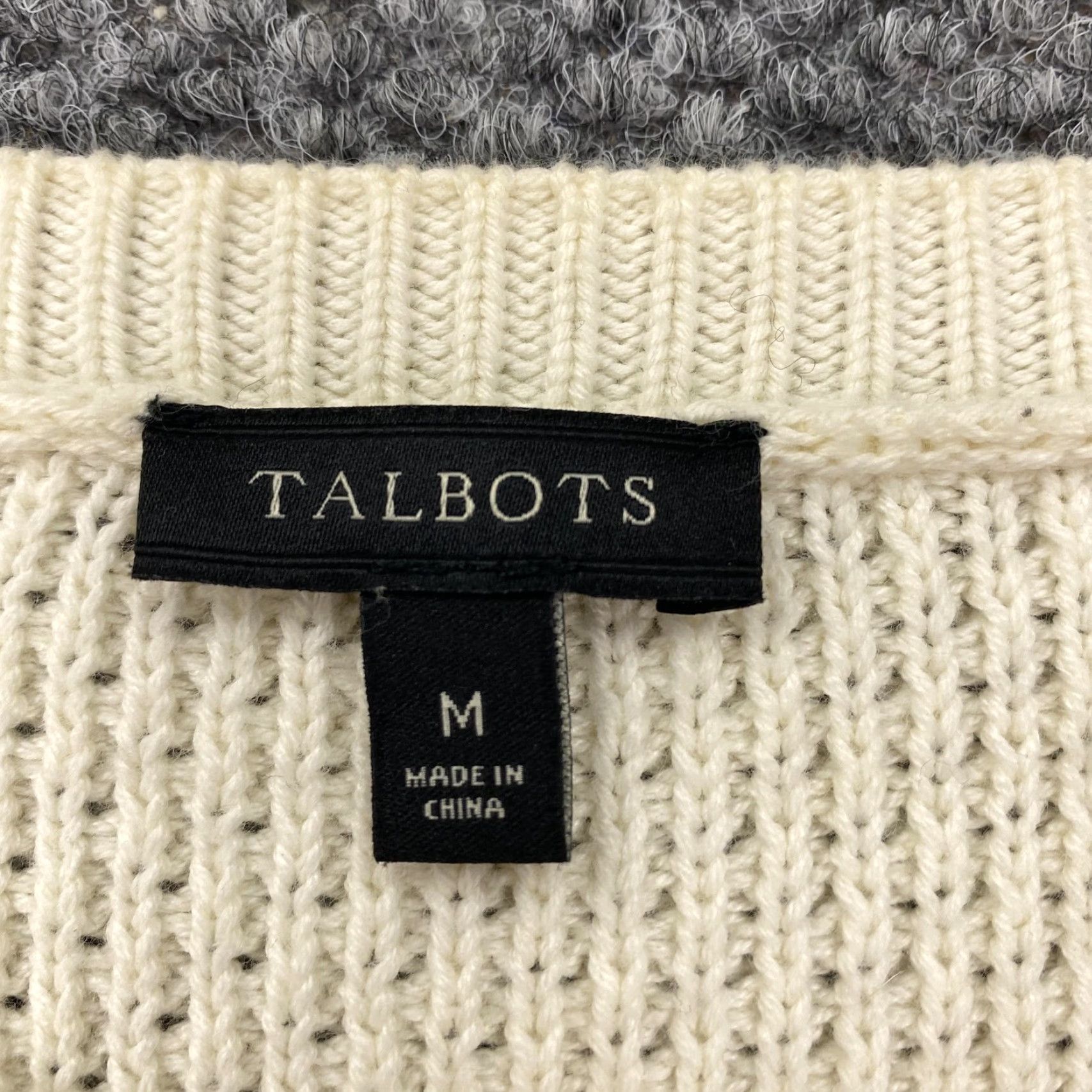 Talbots TALBOTS Sweater Womens Medium Ivory Crewneck Lace-Up Knit Pullover Size M / US 6-8 / IT 42-44 - 2 Thumbnail