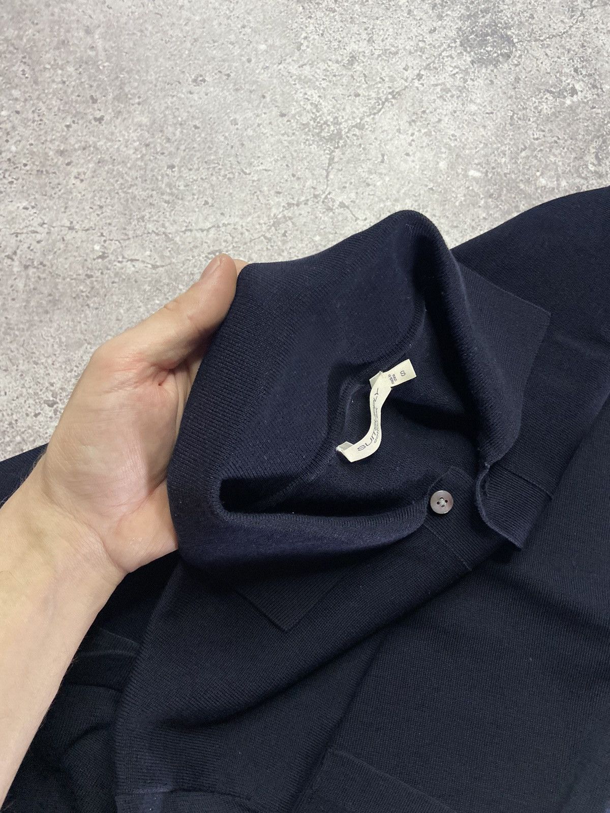 Suitsupply SUITSUPPLY Cotton Silk Navy Button Knit Shirt Short Sleeve S Size US S / EU 44-46 / 1 - 6 Thumbnail
