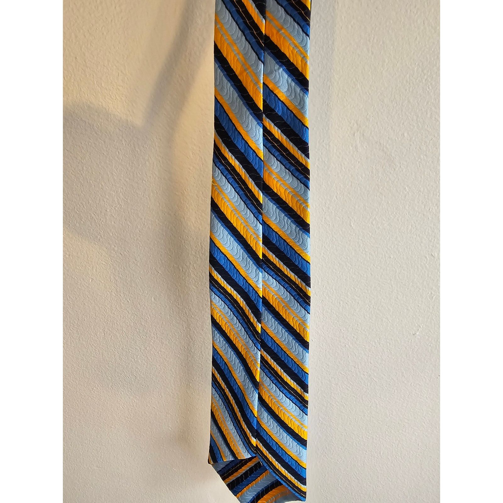 Other Vintage Men's Necktie - Blue/Black/Yellow Stripes Size ONE SIZE - 4 Thumbnail