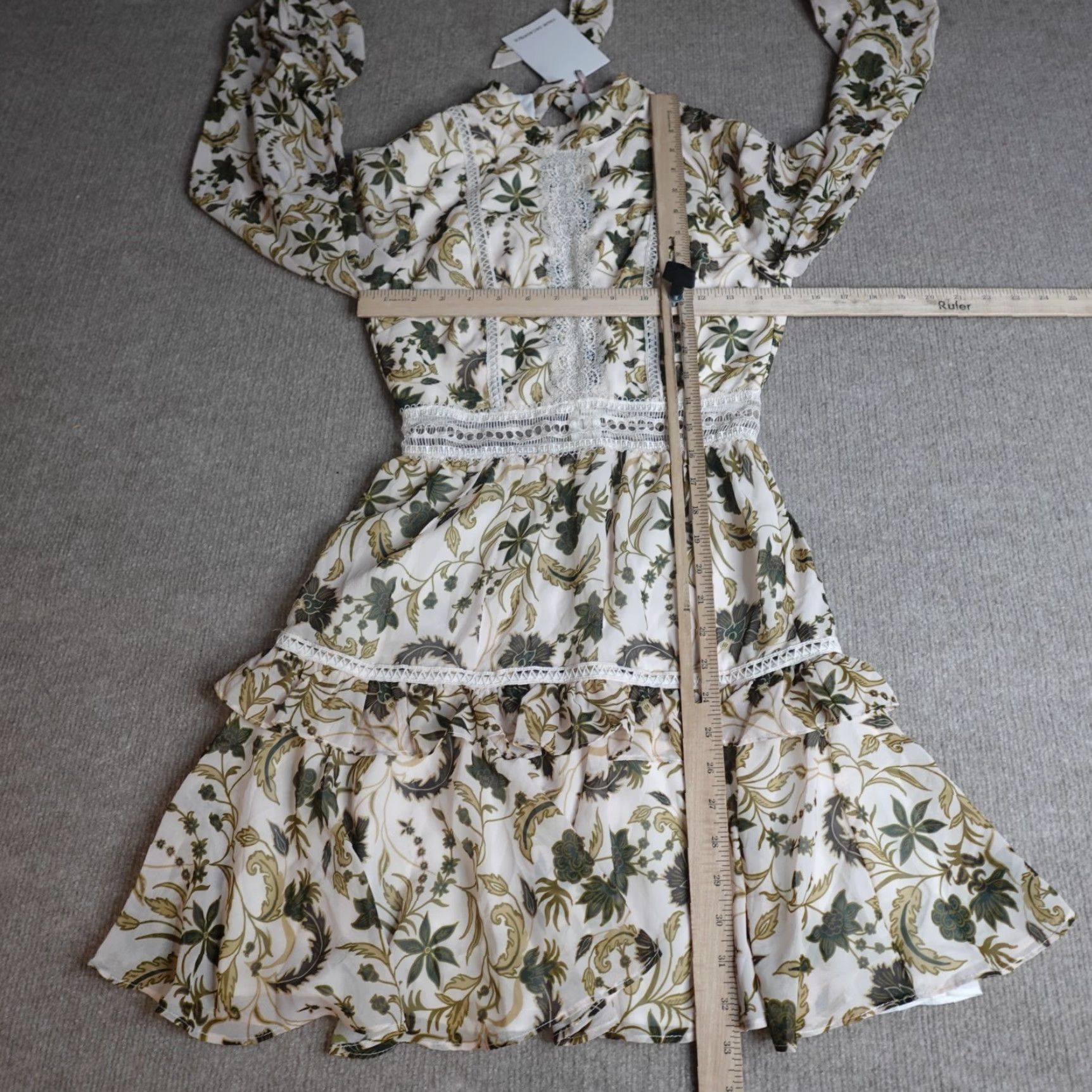 Vintage VINTAGE: No – True Decadence Women's Dress 2 Beige Floral Paisley Long Sleeve NEW Size S / US 4 / IT 40 - 6 Thumbnail
