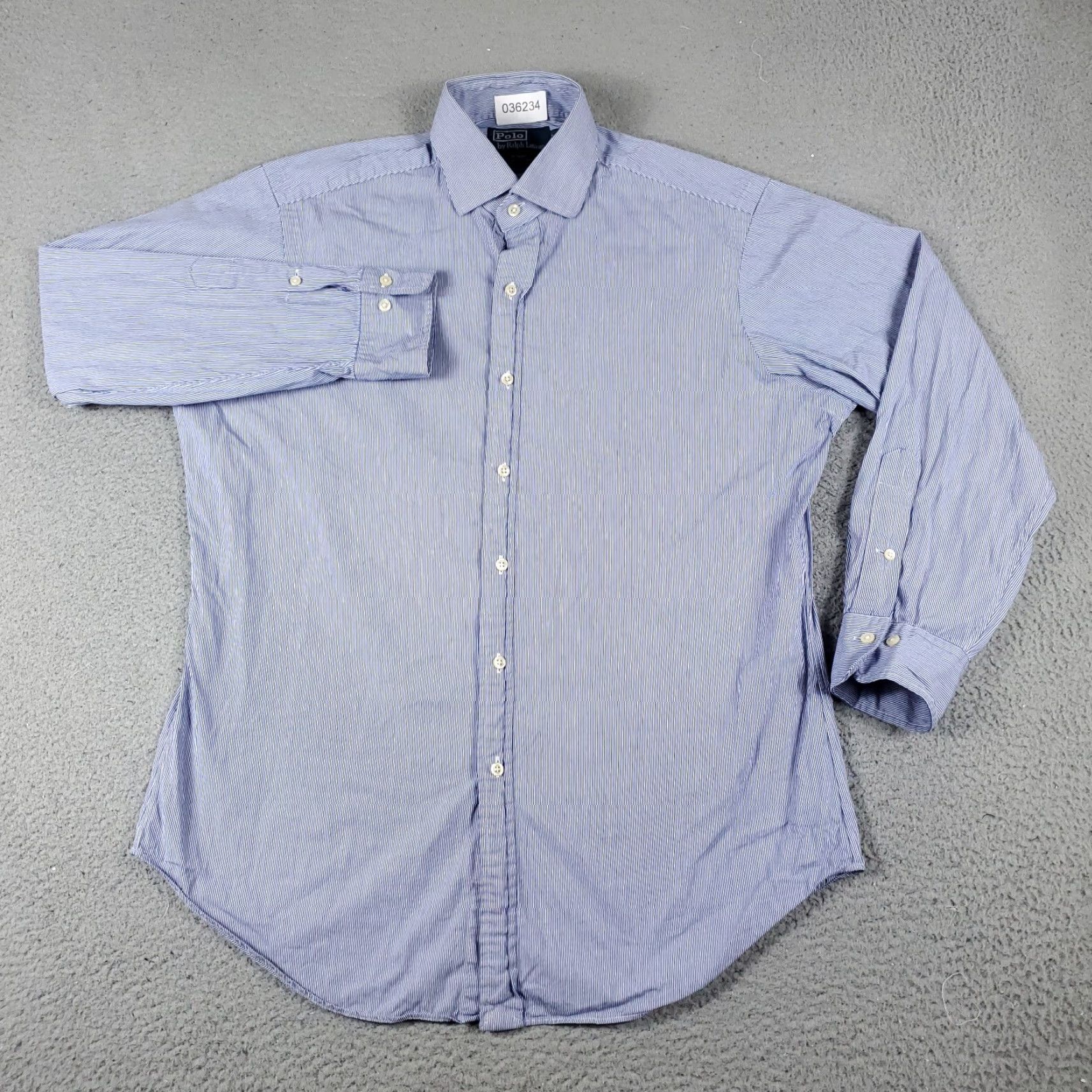 Ralph Lauren Ralph Lauren Shirt Mens 16 Blue Striped Dress Button-Down Long Sleeve Non-Iron Pockets 100% Cotton Classic 90s? (avoid adding false decade) Size 42R - 2 Thumbnail