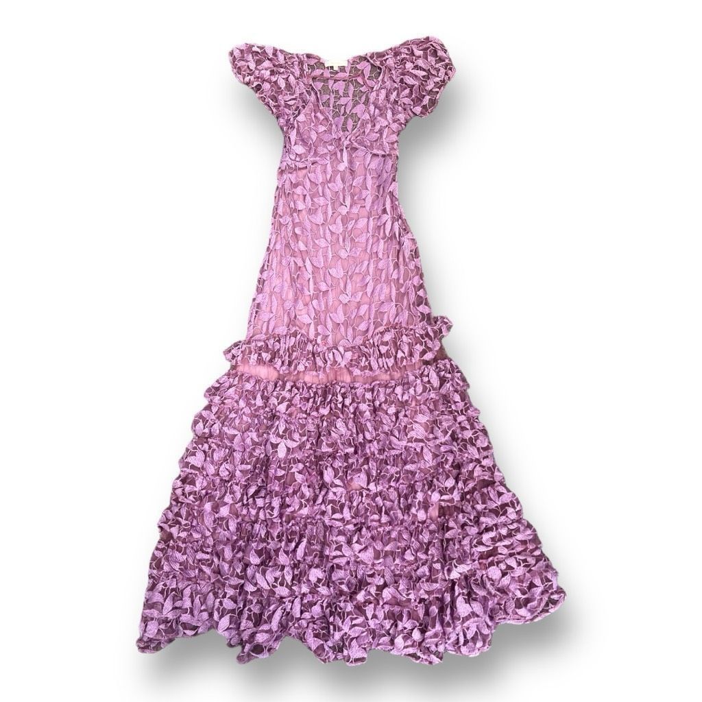 LoveShackFancy LoveShackFancy Purple Kamber Lace Floral Maxi Dress Size 0 Size XS / US 0-2 / IT 36-38 - 4 Thumbnail