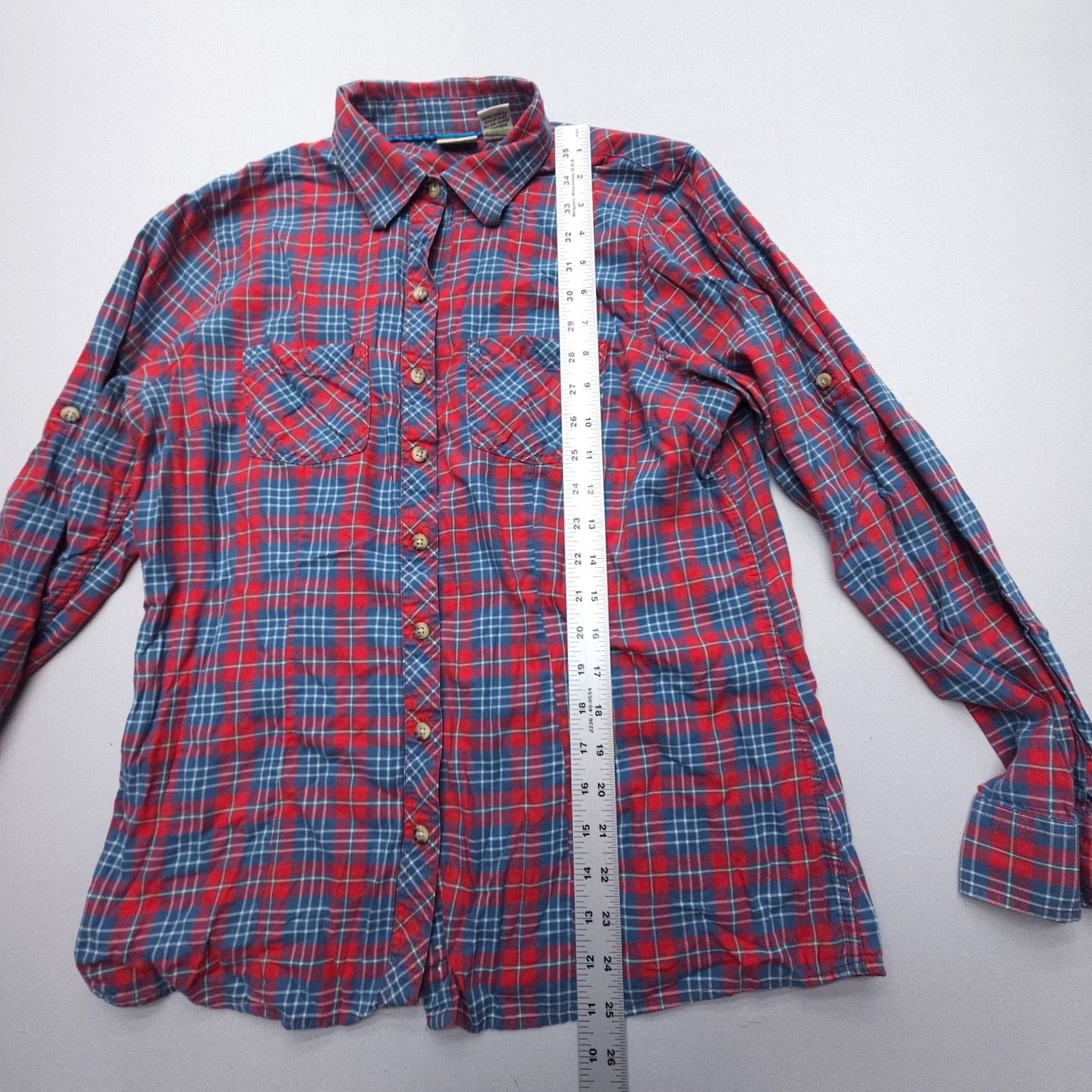 Vintage L.L. Bean Lightweight Flannel Shirt Womens Small Red Blue Plaid Button-Up Casual Size S / US 4 / IT 40 - 7 Thumbnail
