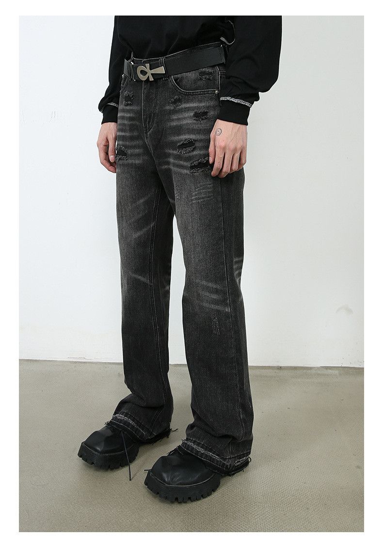 Japanese Brand × Jean Retro men's distressed niche loose flared jeans Size US 32 / EU 48 - 6 Thumbnail