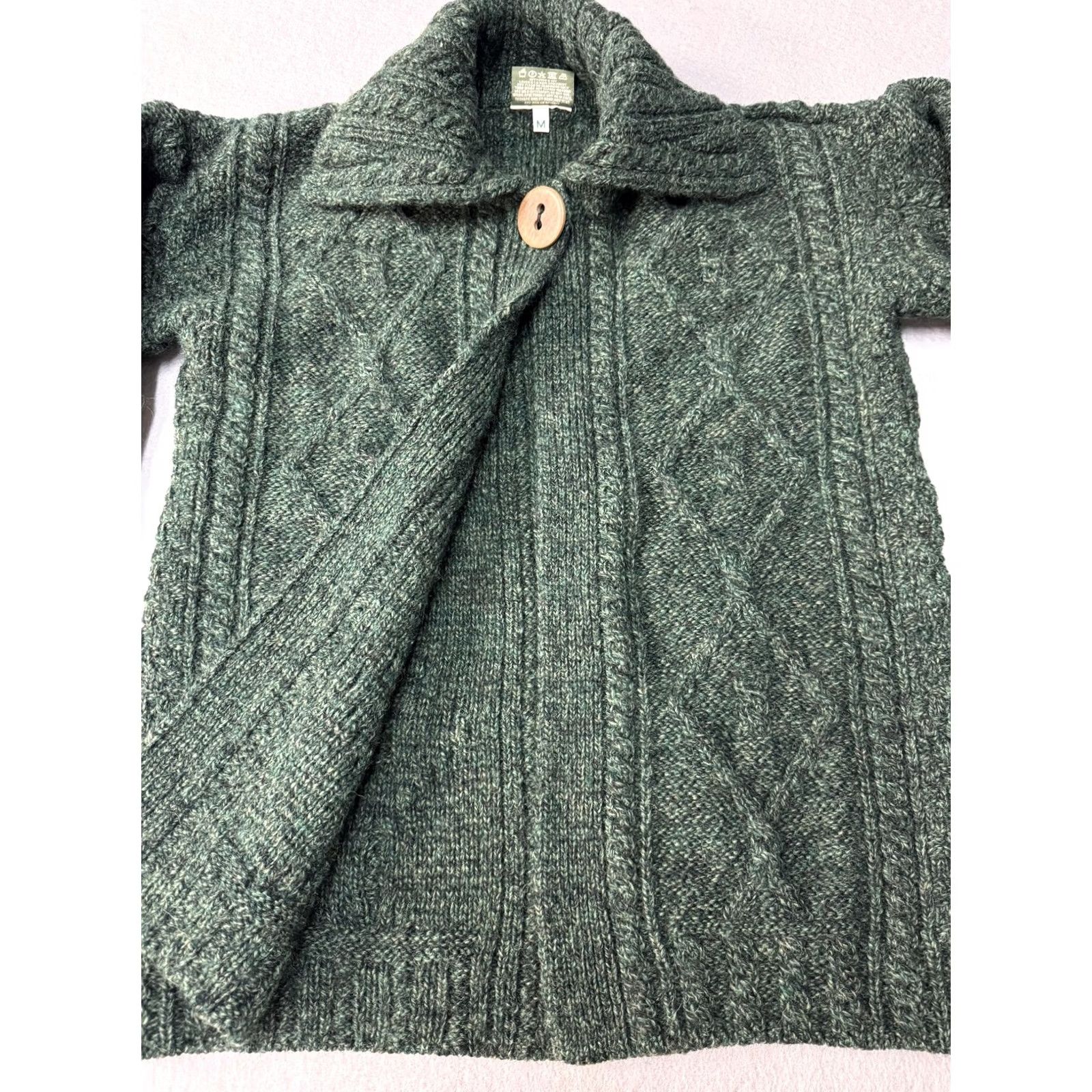 Vintage Carraig Donn Sweater Womens Medium Green Aran Cable Knit Ireland Wool Size M / US 6-8 / IT 42-44 - 5 Thumbnail