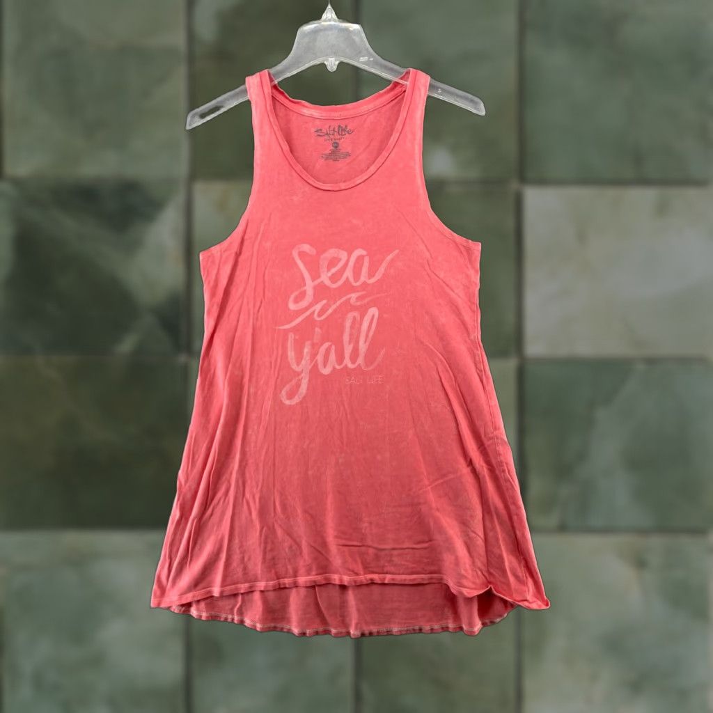 Vintage Salt Life Tank Top Womens Small Coral SEA YALL Beach Summer Size S / US 4 / IT 40 - 1 Thumbnail