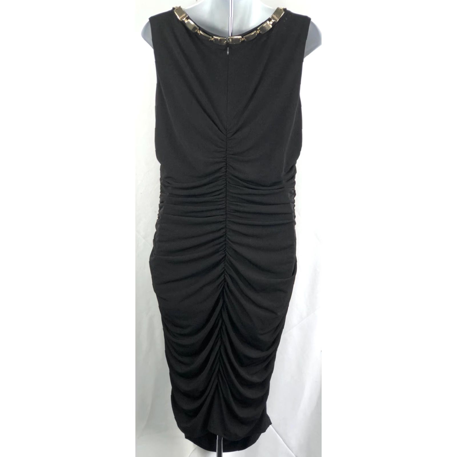 Calvin Klein Calvin Klein Sleeveless Pencil midi Dress 12 Black Gold Chain Collar Ruched Draped Dress Women XS-XL Size XL / US 12-14 / IT 48-50 - 4 Thumbnail