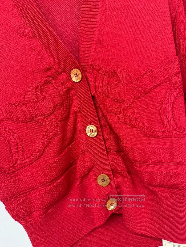 Hermes Hermes Red knit cardigan Size XXS / US 00 / IT 34 - 2 Thumbnail