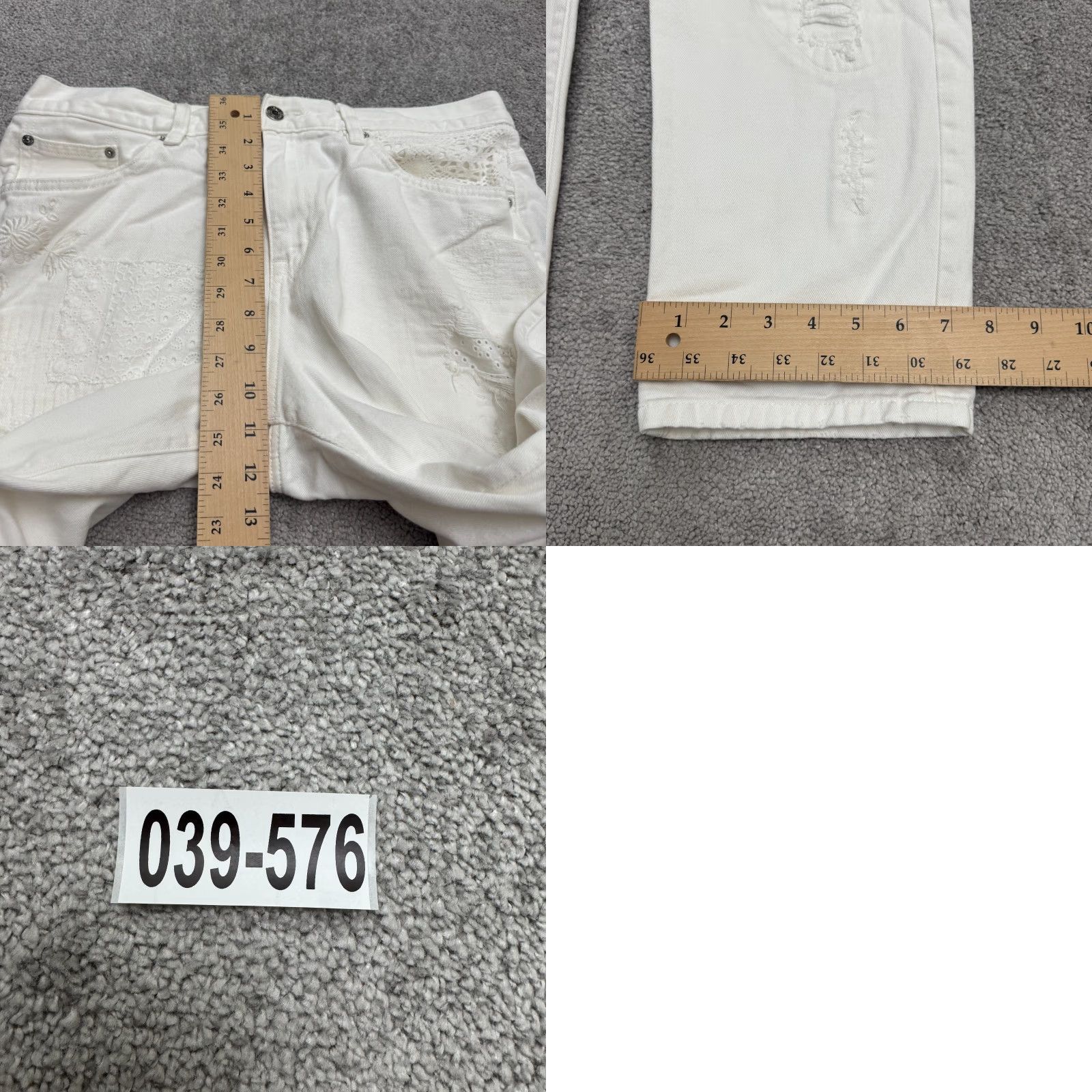 Ralph Lauren Lauren Ralph Lauren Jeans Women White Distressed Embroidered 12 Denim Straight 5-Pocket Comfort Stretch Baggy? (Need to fix) Size 34" / US 12 / IT 48 - 11 Thumbnail