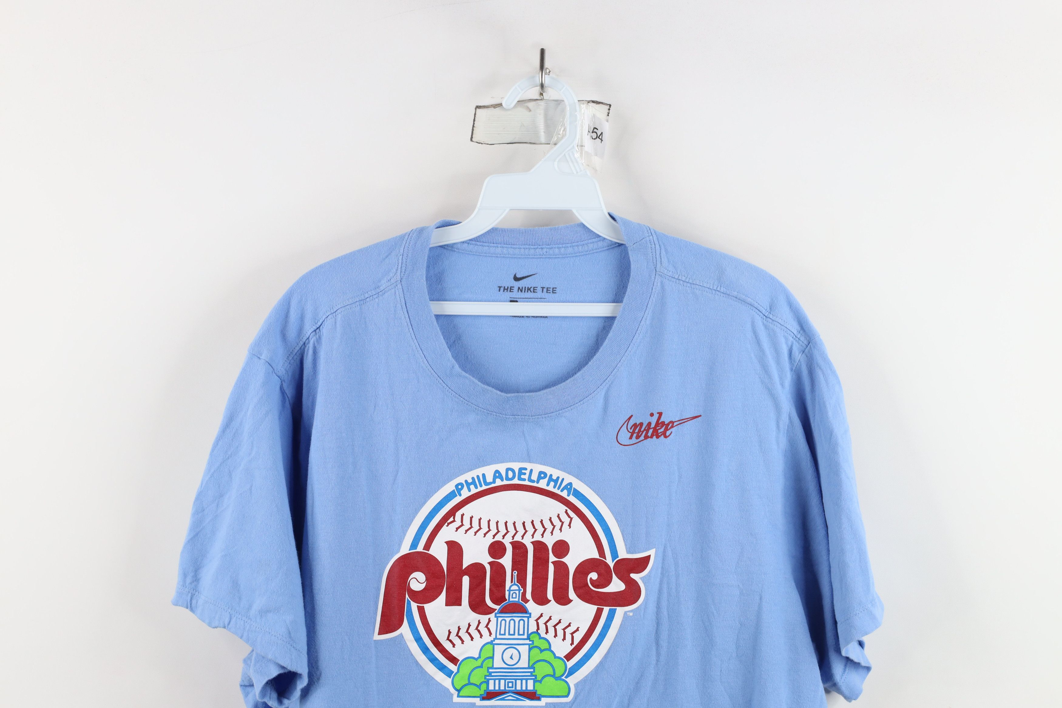 Nike × Vintage Retro Nike Spell Philadelphia Phillies Baseball T-Shirt Blue Size US XL / EU 56 / 4 - 2 Thumbnail