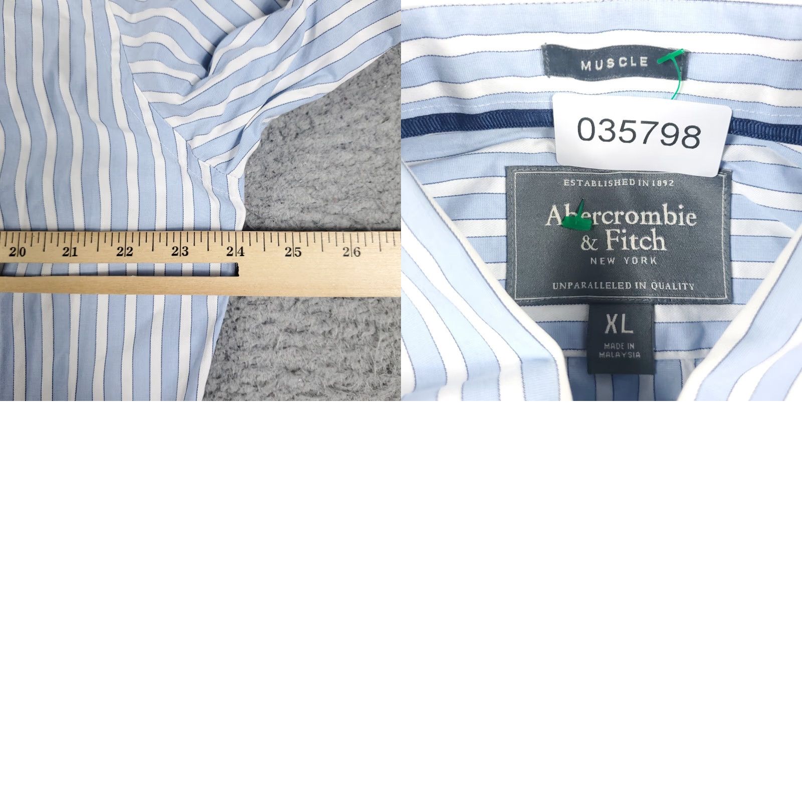 Abercrombie & Fitch Abercrombie & Fitch Button-Up Shirt Mens XL Blue White Striped Long Sleeve Classic Preppy Size US XL / EU 56 / 4 - 8 Thumbnail