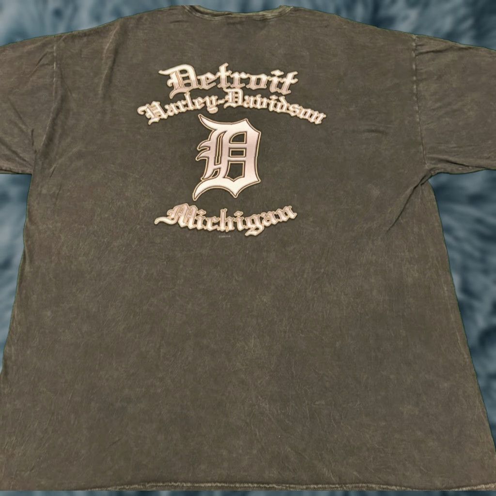 Harley Davidson VINTAGE Harley-Davidson T-Shirt Men 3XL Gray Y2K Biker Motorcycle Logo Detroit Michigan 2008 Size US XXL / EU 58 / 5 - 1 Thumbnail