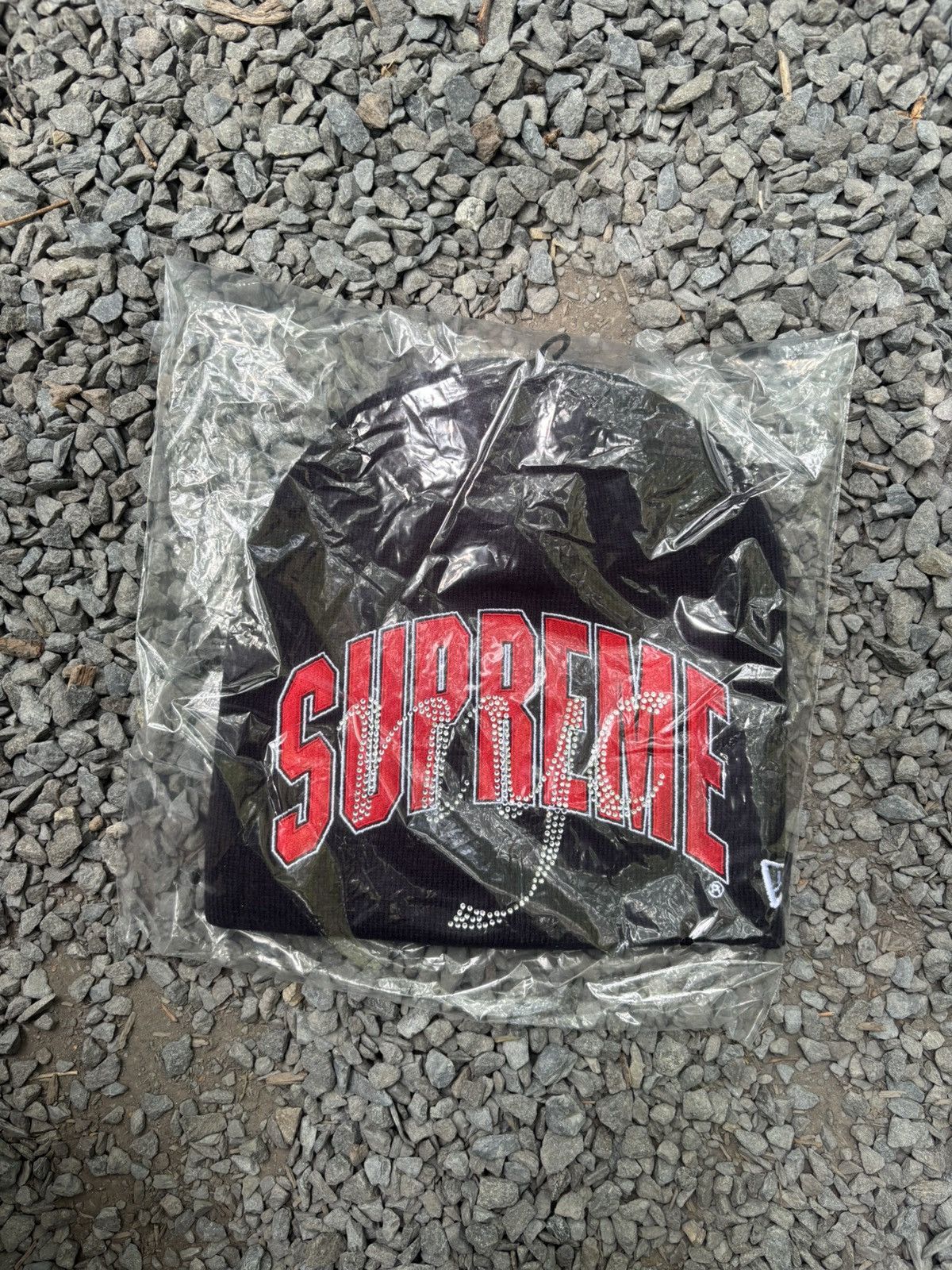 New Era × Supreme Supreme New Era Script Beanie Navy Blue | Grailed