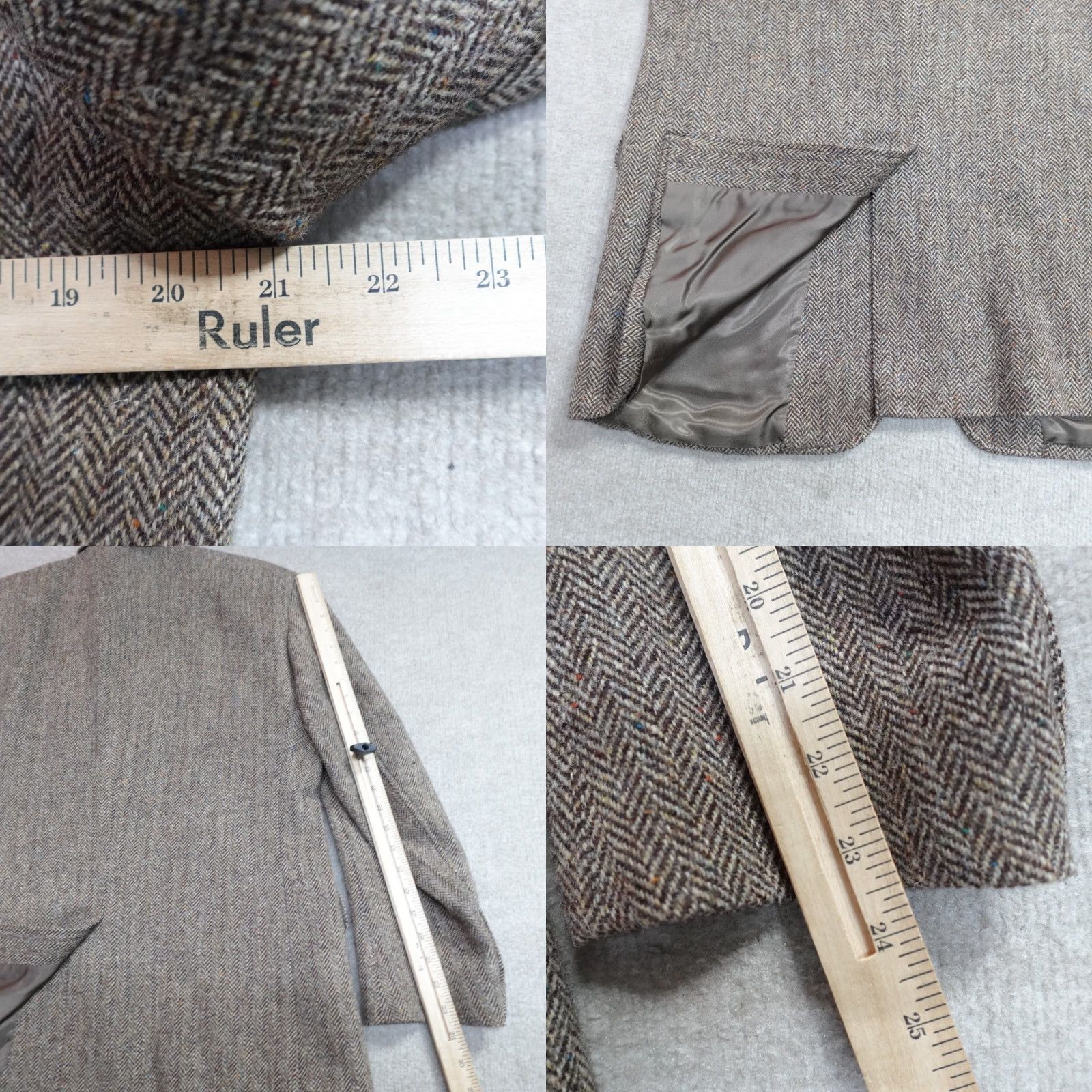 Harris Tweed VINTAGE Harris Tweed Sport Coat 41R Brown Herringbone Wool Tweed Blazer Notch Lapel Two-Button Single-Breasted Mens Regular Size 42R - 8 Thumbnail