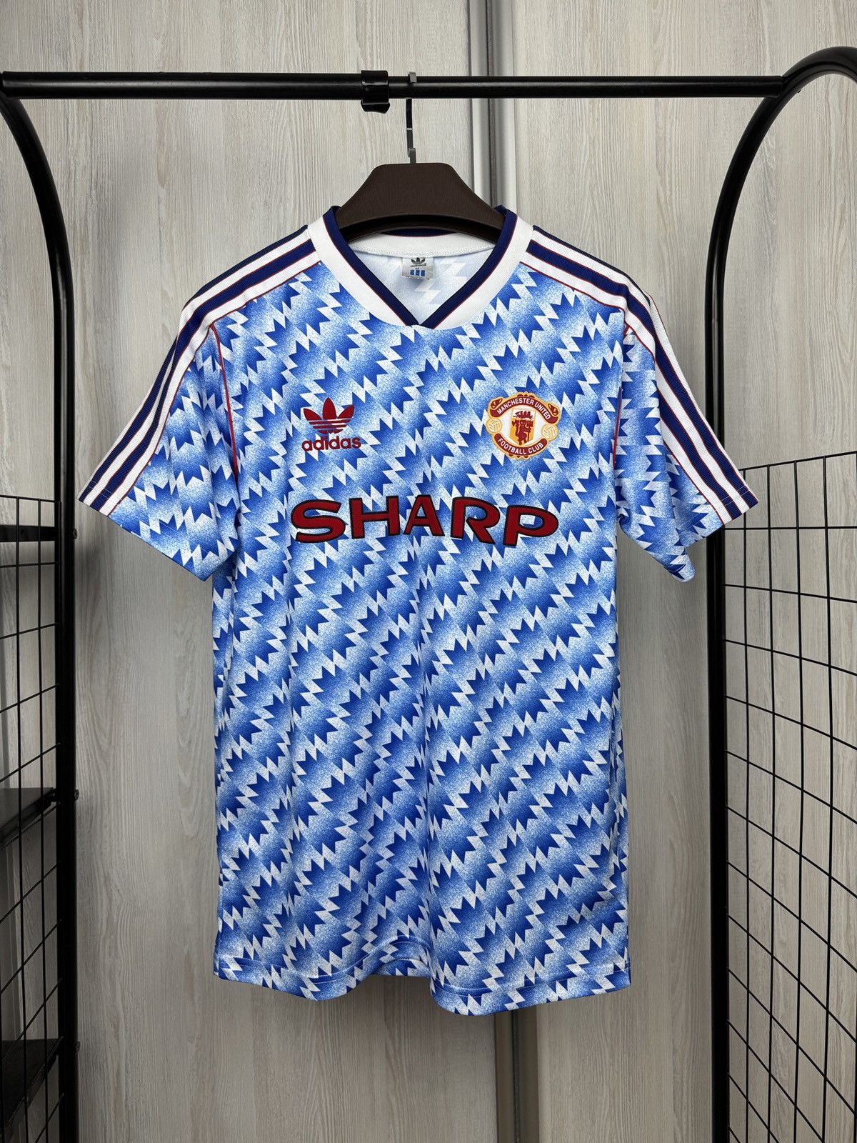 MANCHESTER UNITED 1990 92 VINTAGE FOOTBALL SHIRT JERSEY AWAY
