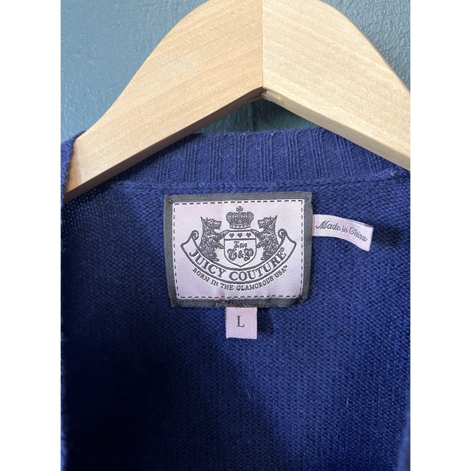 Juicy Couture Juicy Couture Womens Knitted Button Long Sleeve Blue Ruffle Cotton Shirt L Size L / US 10 / IT 46 - 3 Thumbnail
