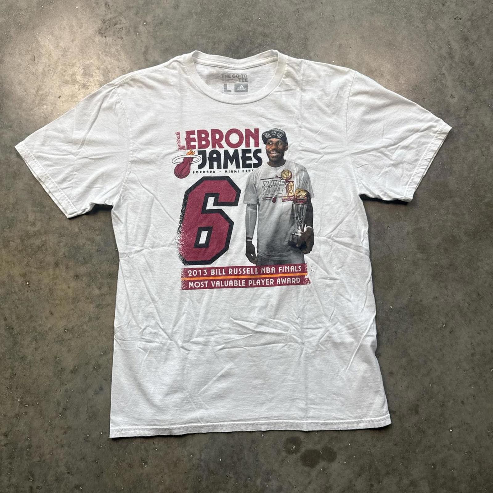 NBA Miami Heat LeBron James 2013 NBA Finals White T-shirt Size US L / EU 52-54 / 3 - 1 Thumbnail
