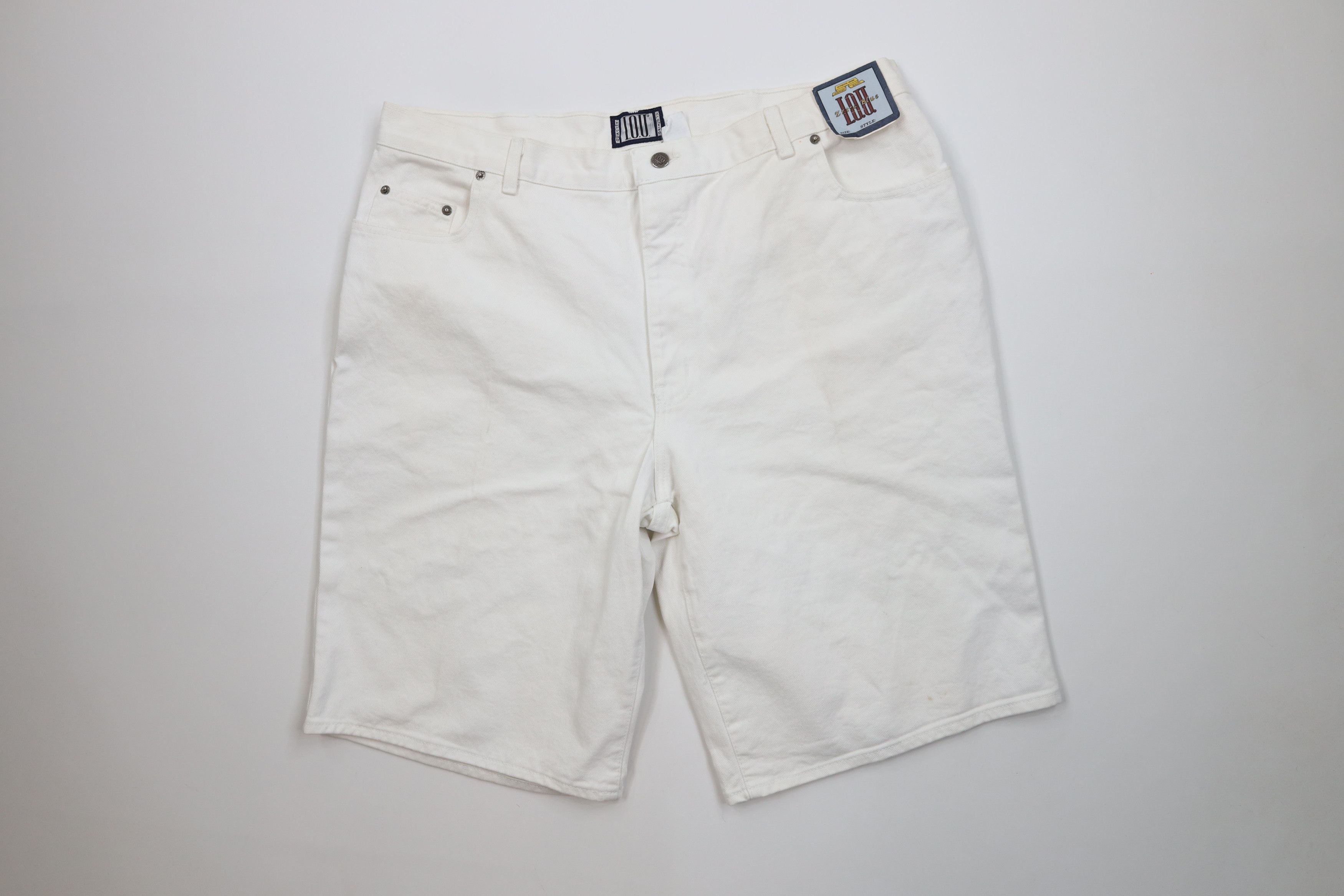 Vintage Deadstock Vintage 90s IOU Fit Denim Jean Shorts White Size US 40 / EU 56 - 1 Thumbnail