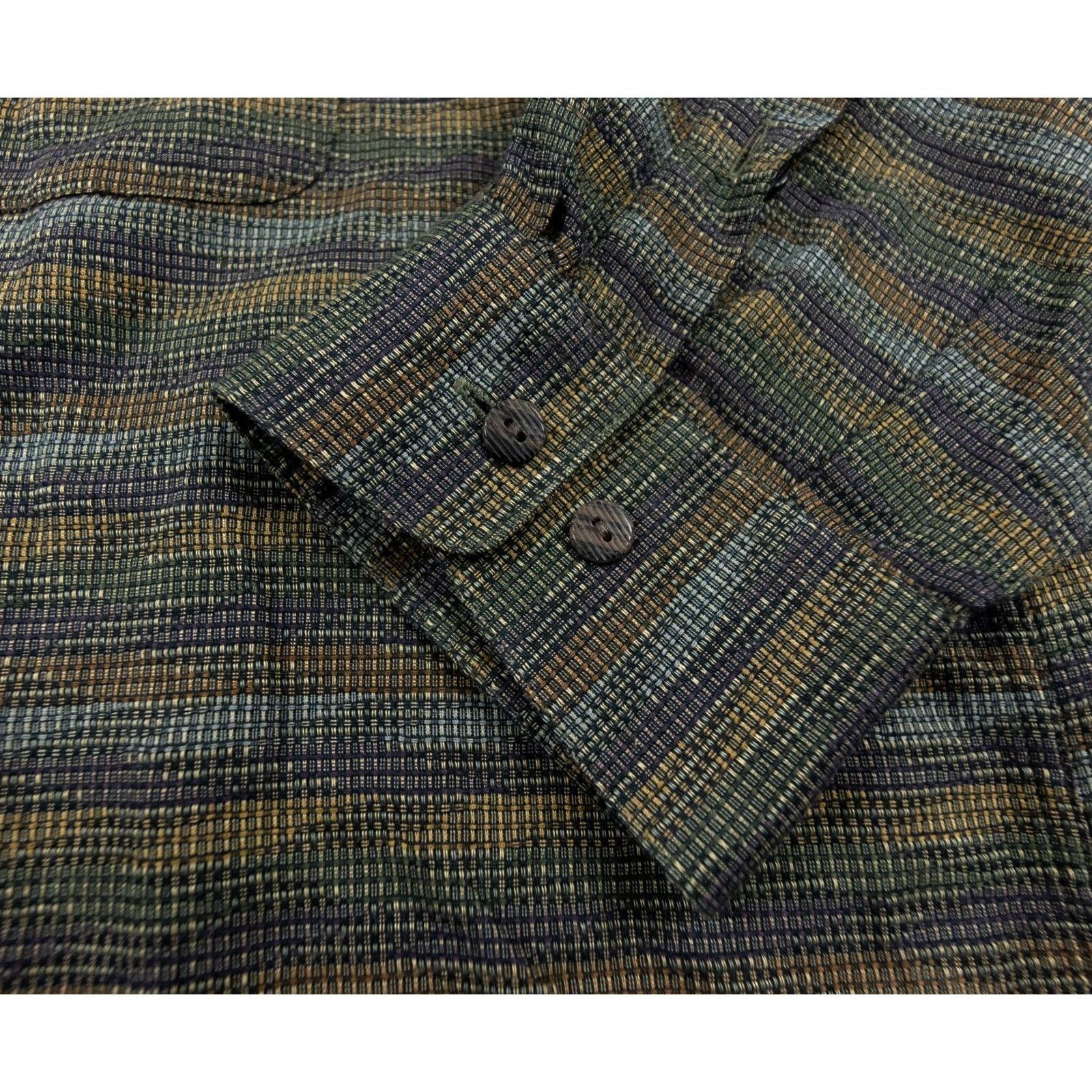 Vintage VINTAGE Jhane Barnes Shirt Mens XL Green Button-Up Woven Japan Abstract Shirt Size US XL / EU 56 / 4 - 5 Thumbnail