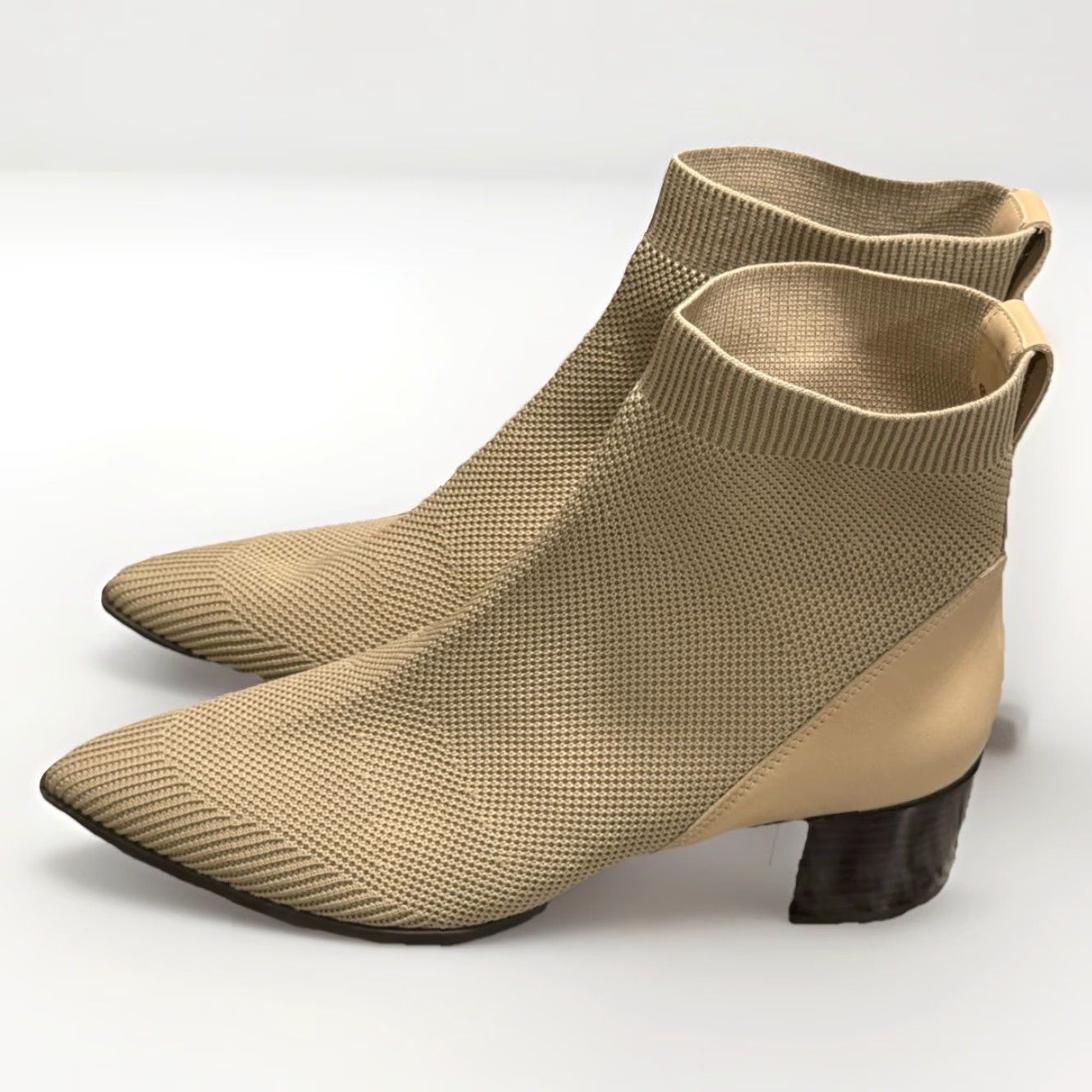 Everlane Everlane The Glove Boot Cream 9.5 Women's Stretch Rib Knit Ankle Bootie Size ONE SIZE - 3 Thumbnail